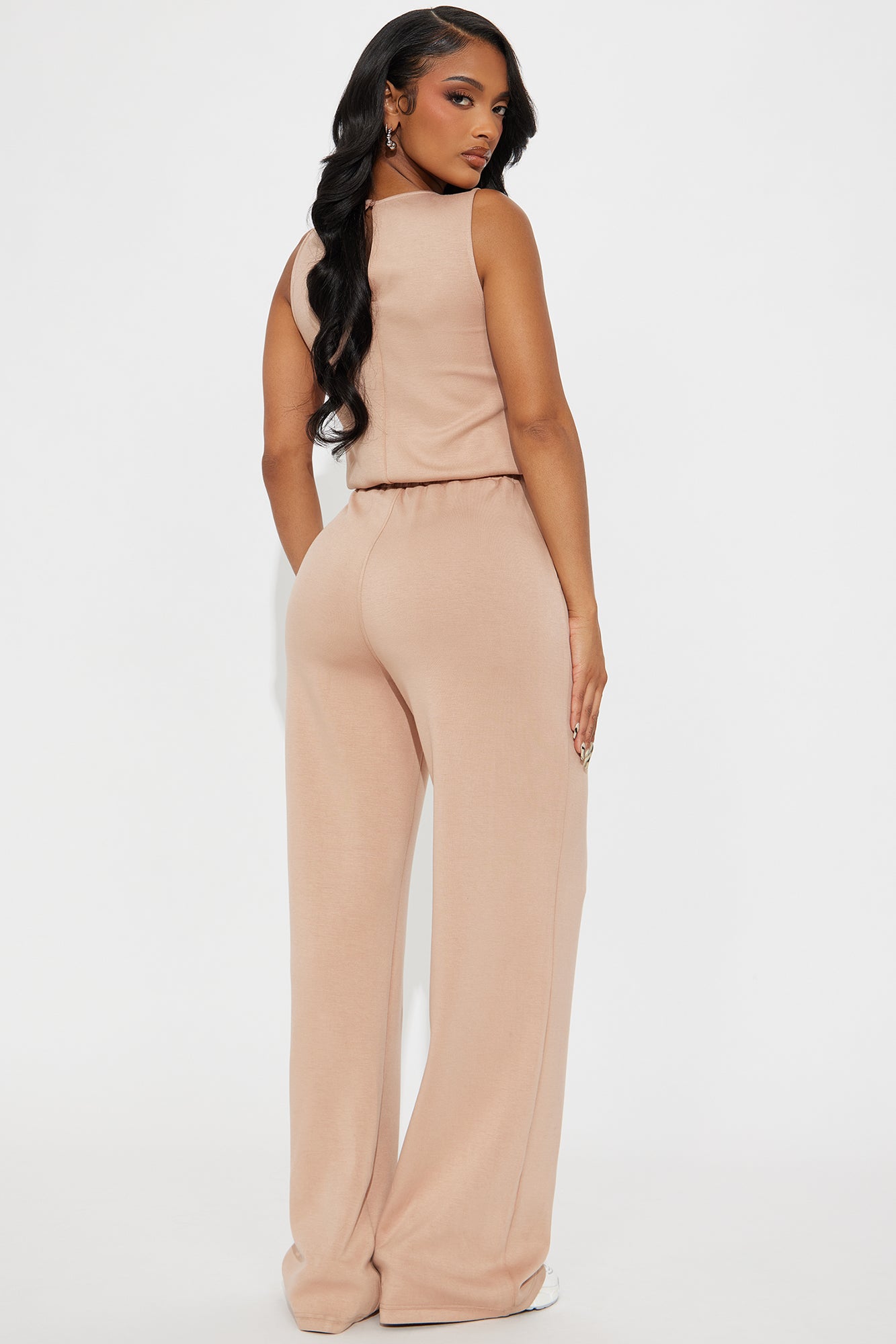 Judith Wide Leg Jumpsuit - Tan - Image 3