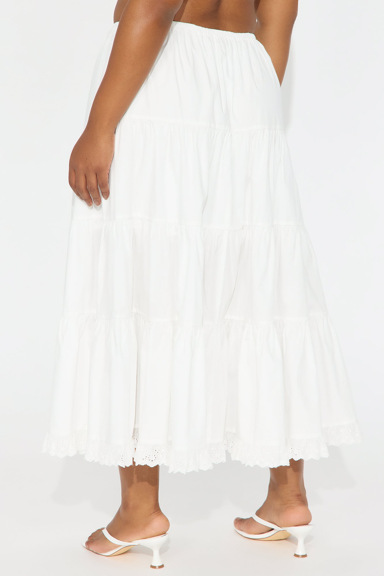 Molly Poplin Tiered Maxi Skirt - White - Image 6