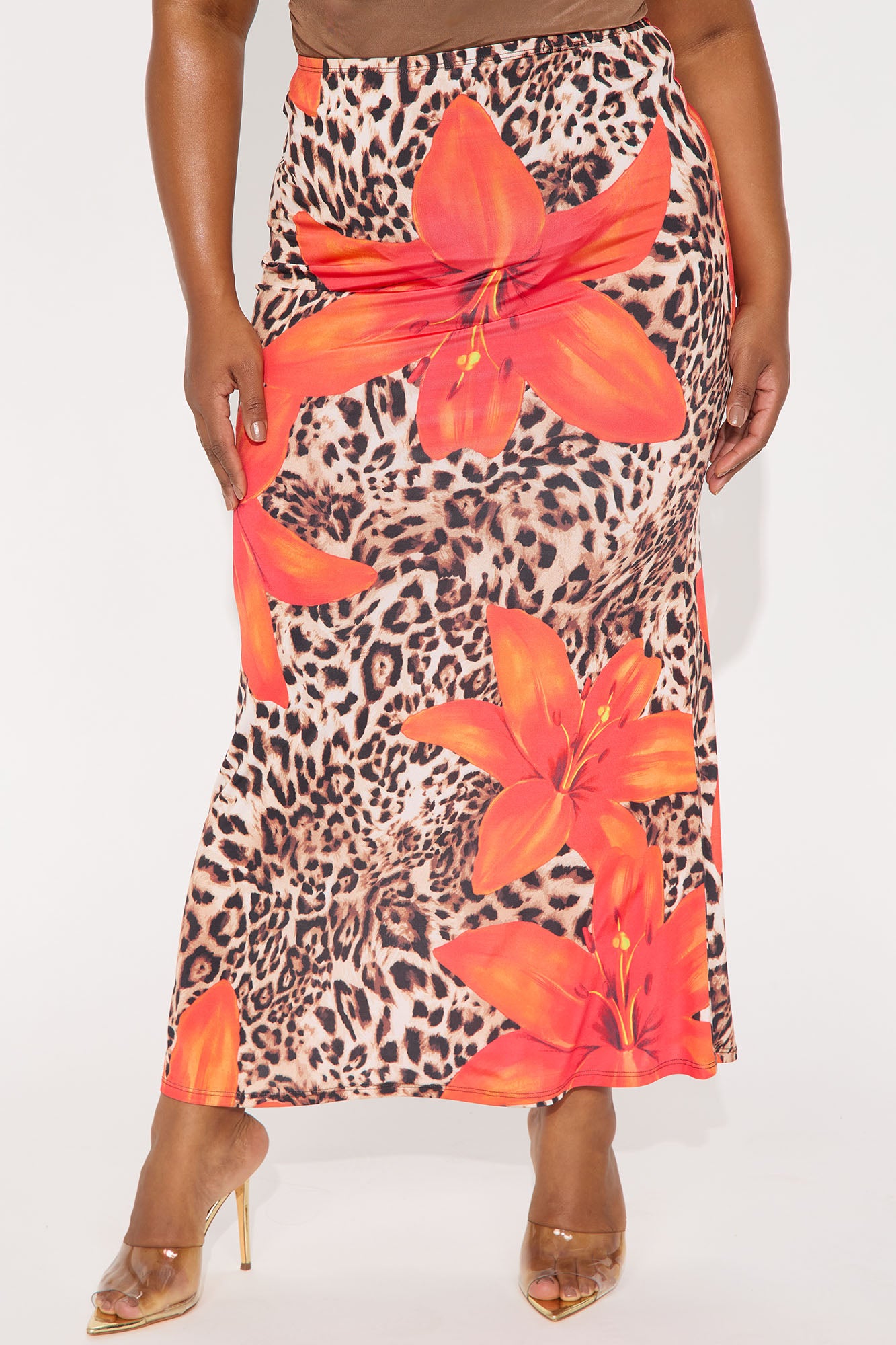 My Way Floral Leopard Print Maxi Skirt - Orange/combo - Image 5