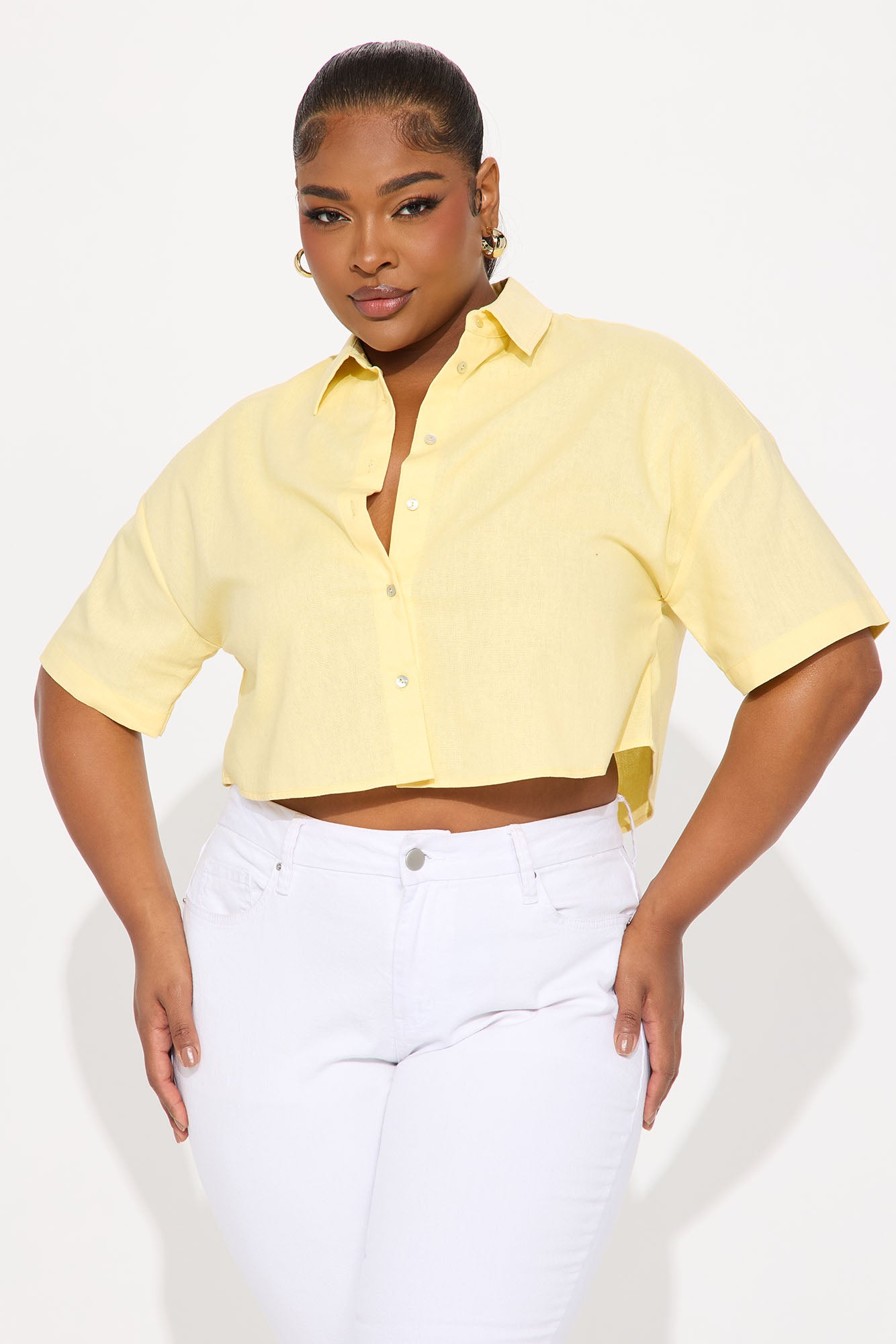 Adaline Linen Shirt - Yellow - Image 4