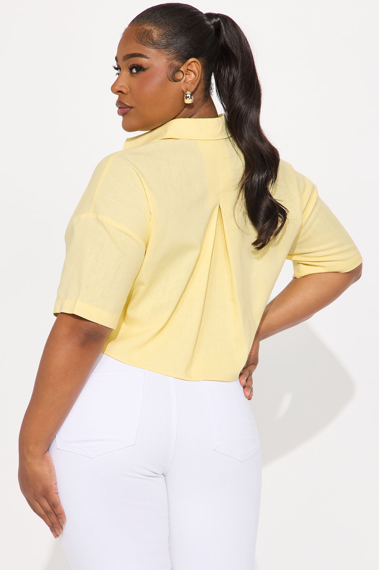 Adaline Linen Shirt - Yellow - Image 6