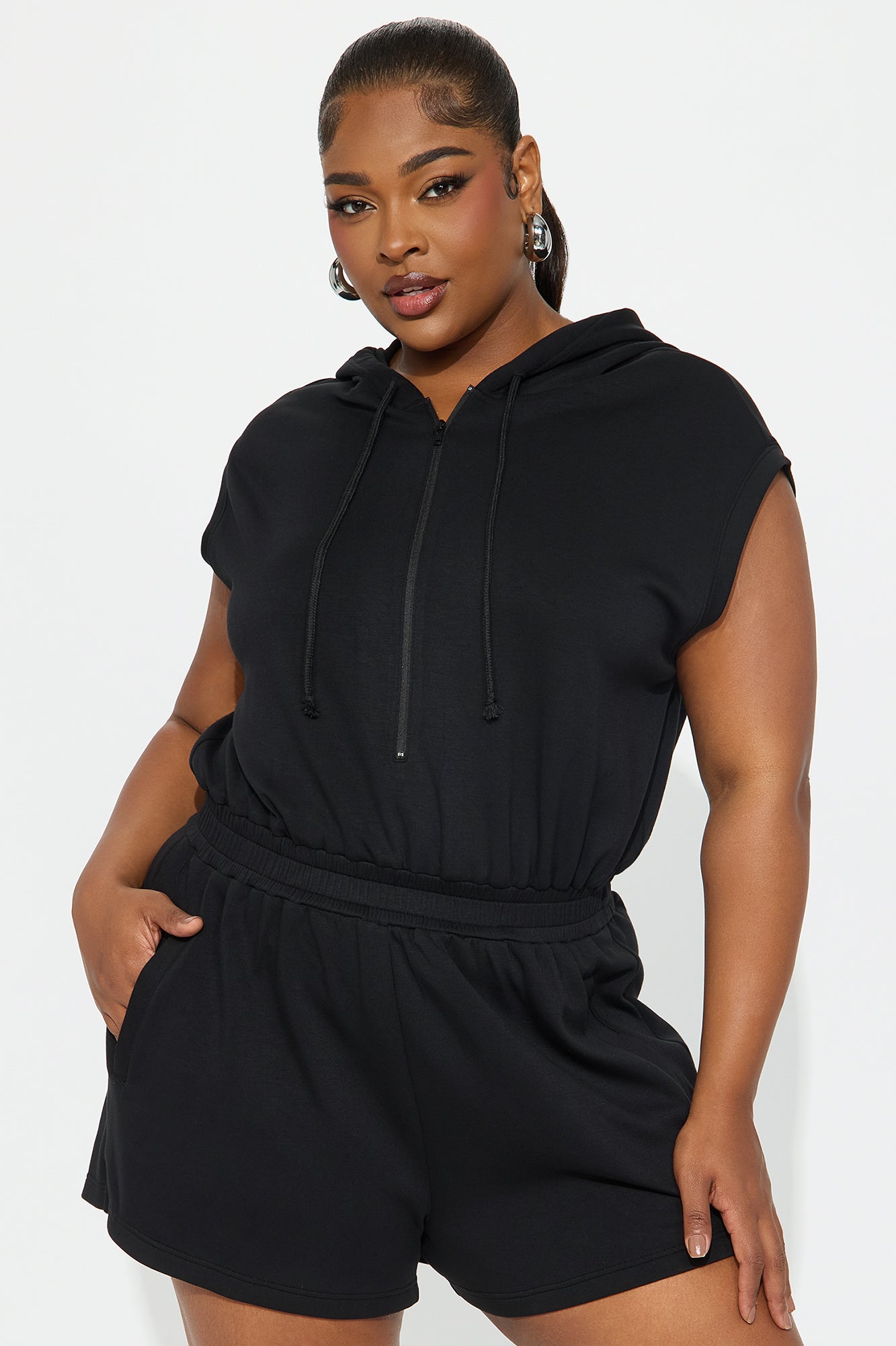 Running Errands Short Sleeve Romper - Black - Image 5