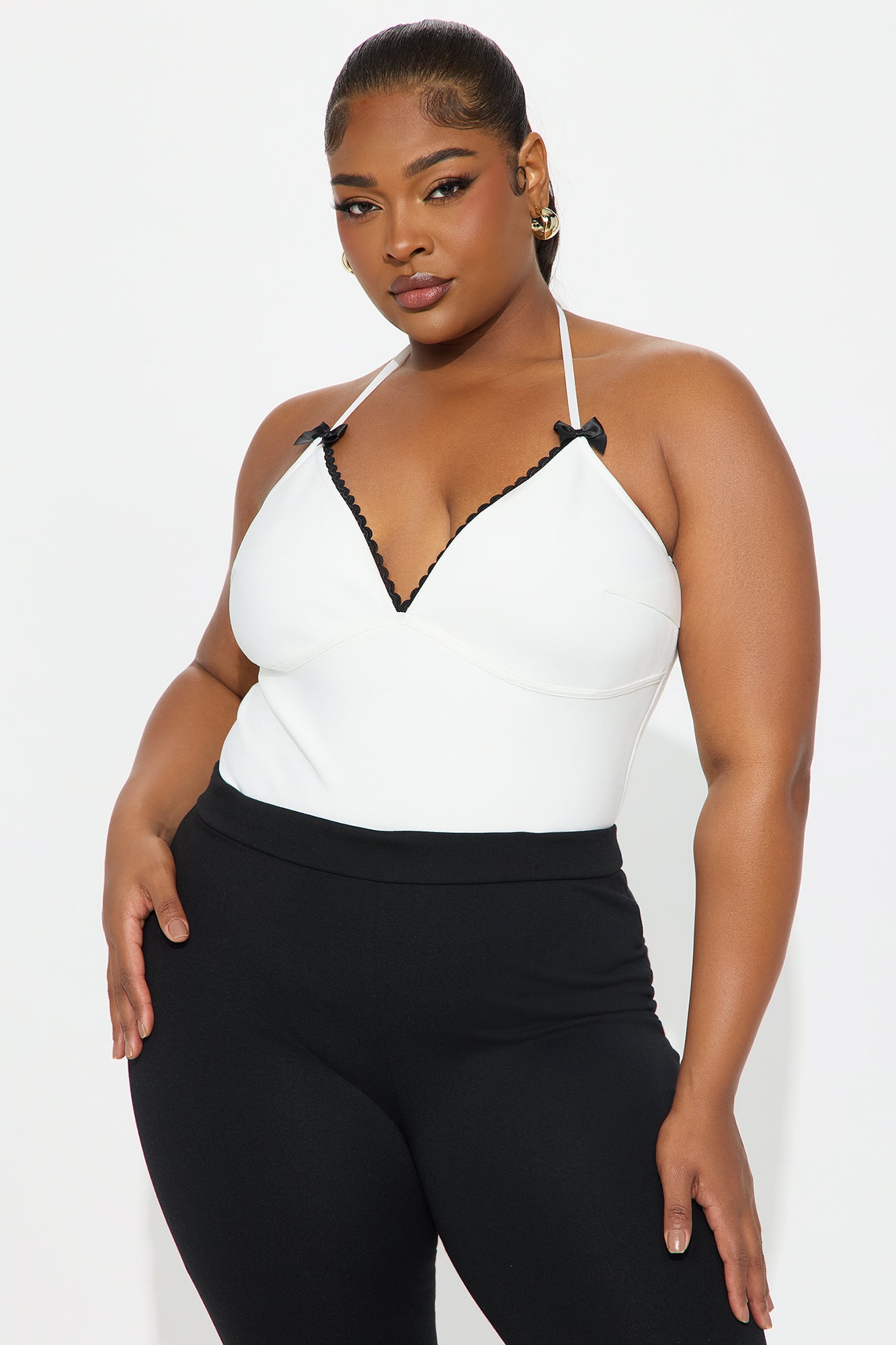 Timeless Ease Bandage Halter Bodysuit - White - Image 7