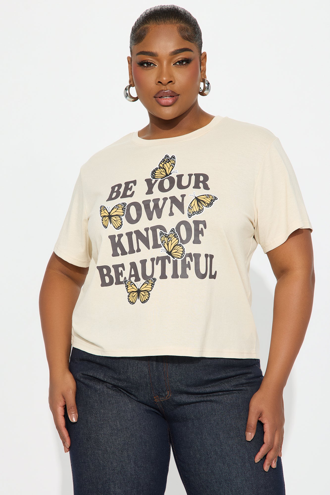 Be Your Own Kind Butterfly Tee - Tan - Image 5