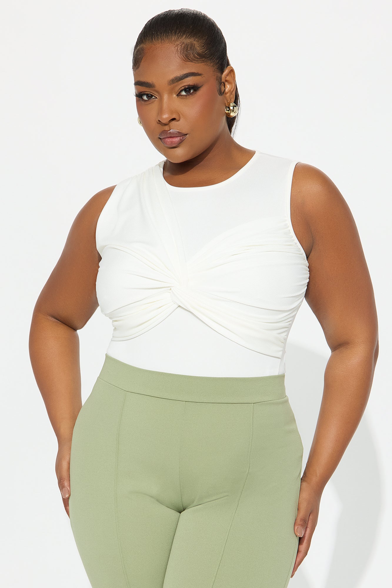 With A Twist Ribbed Bodysuit - Ivory - Image 7