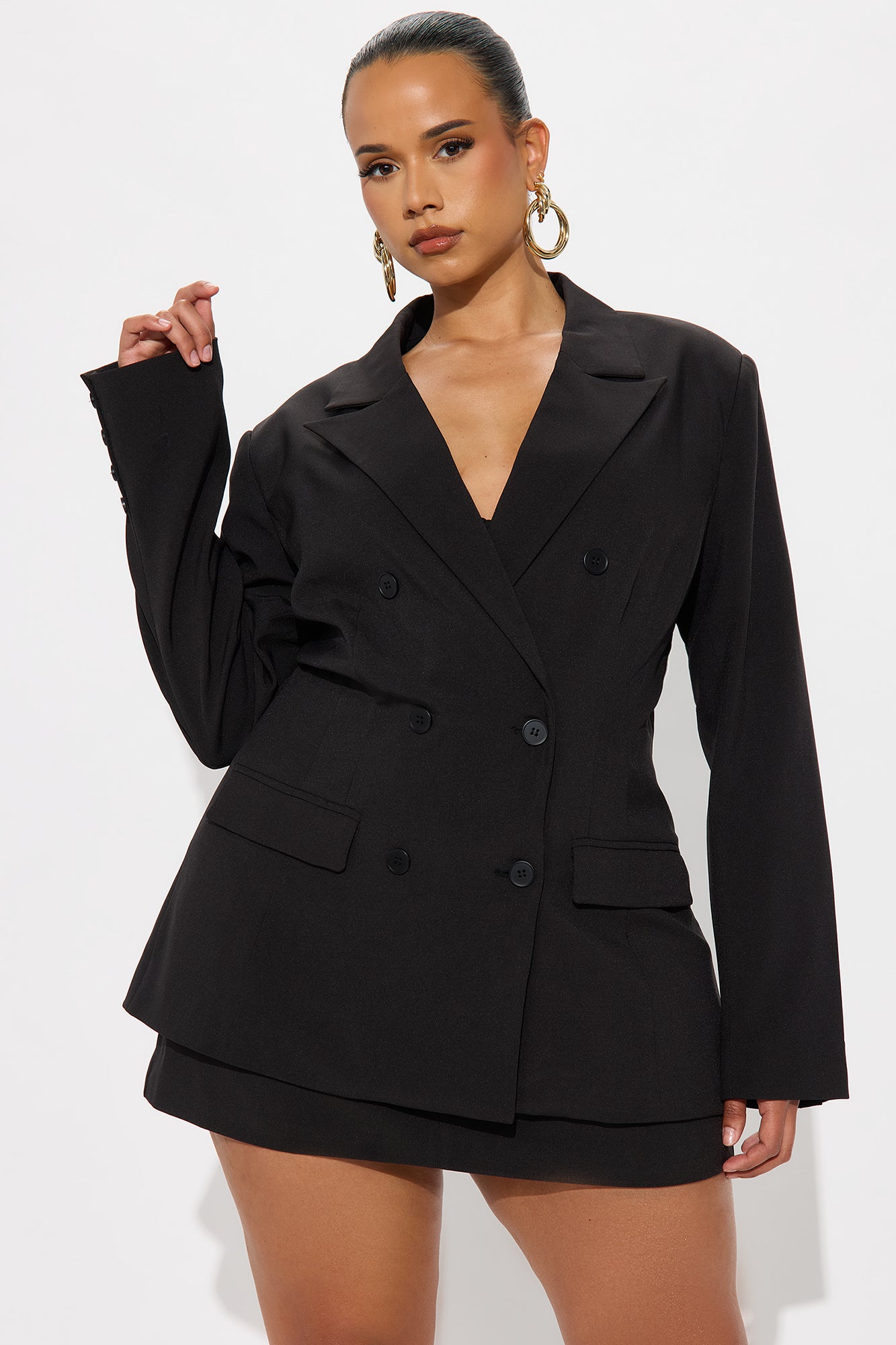 Giselle Double Breasted Hourglass Blazer - Black - Image 7