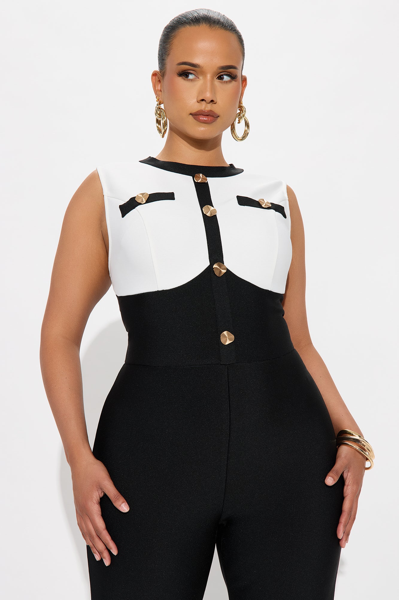 Ahead Of Schedule Bandage Jumpsuit - Black/White - Image 5