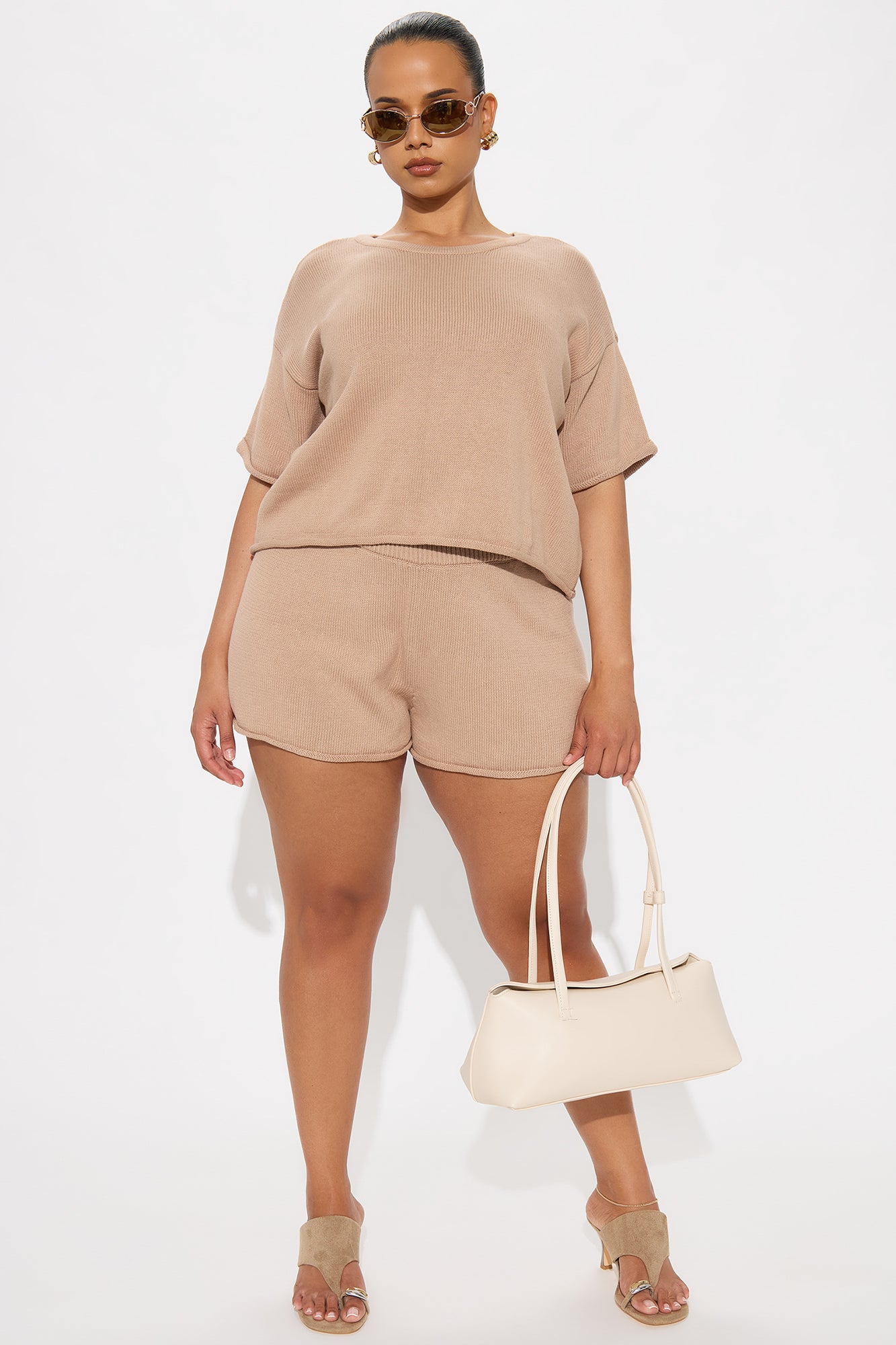 Alicia's Iconic Look Sweater Short Set - Taupe - Image 4
