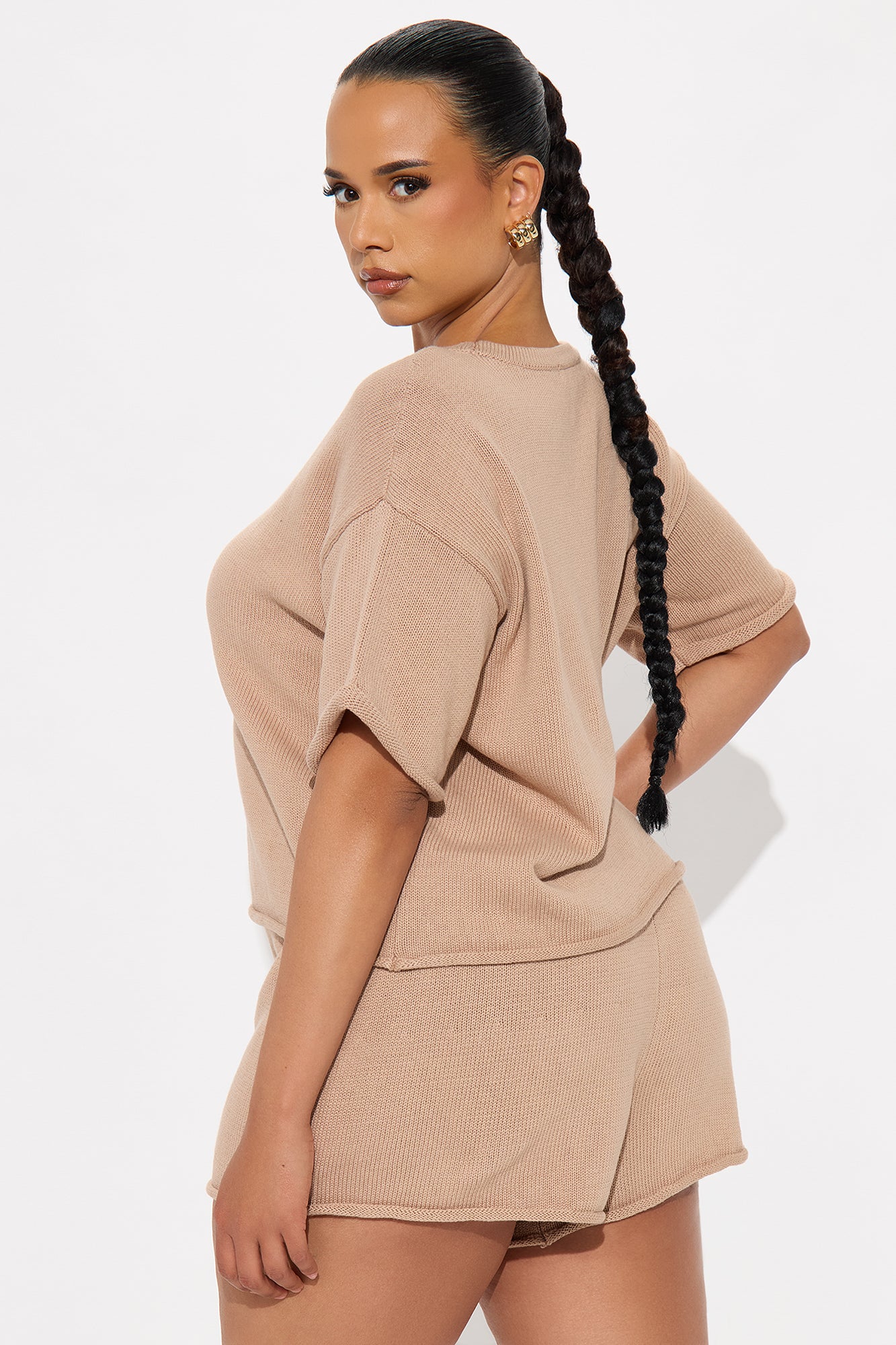 Alicia's Iconic Look Sweater Short Set - Taupe - Image 6