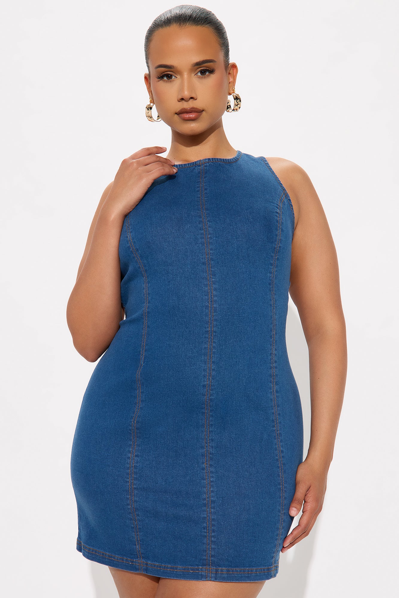Kaylie Denim Mini Dress - Dark Denim - Image 5