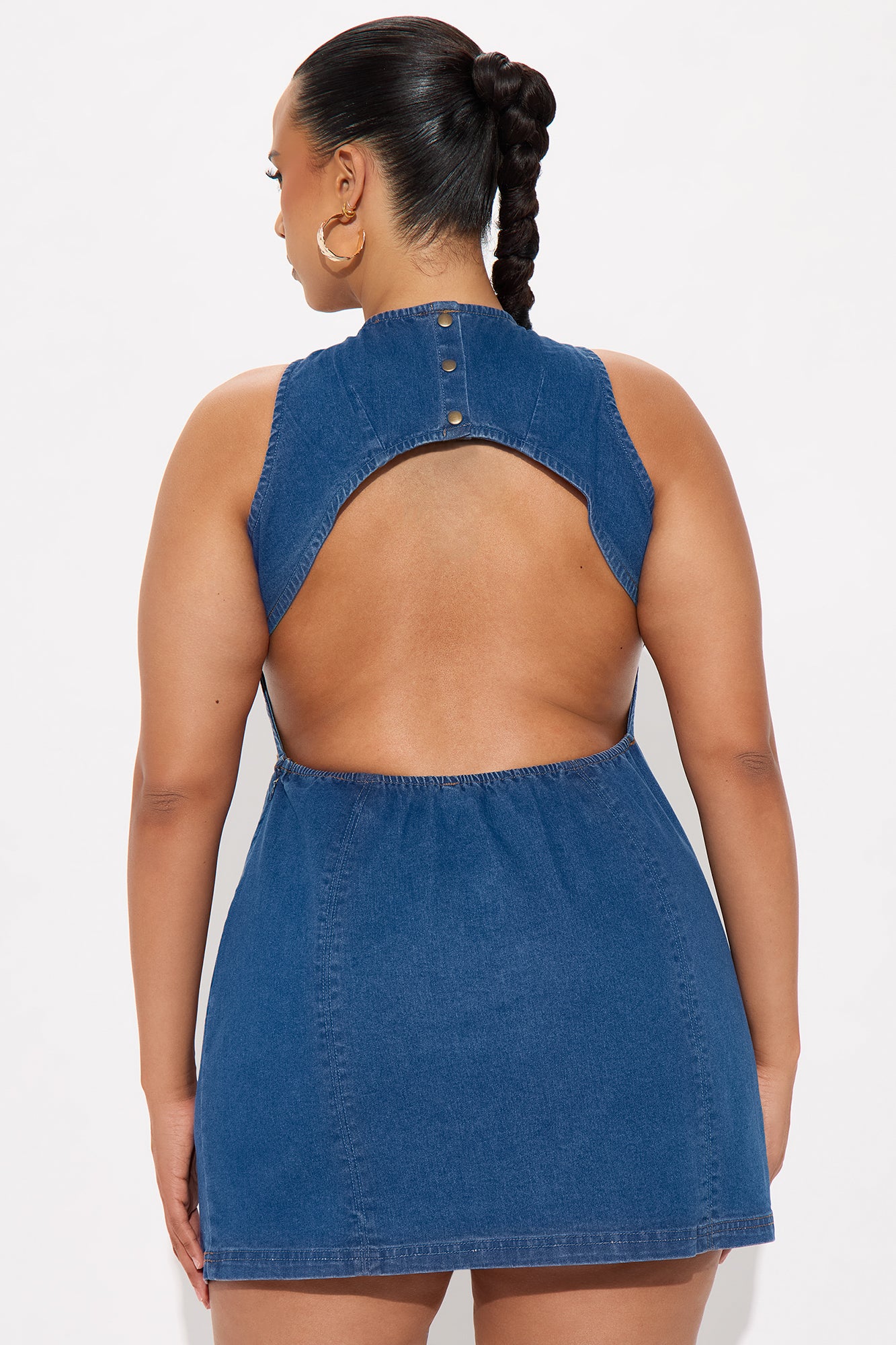 Kaylie Denim Mini Dress - Dark Denim - Image 6