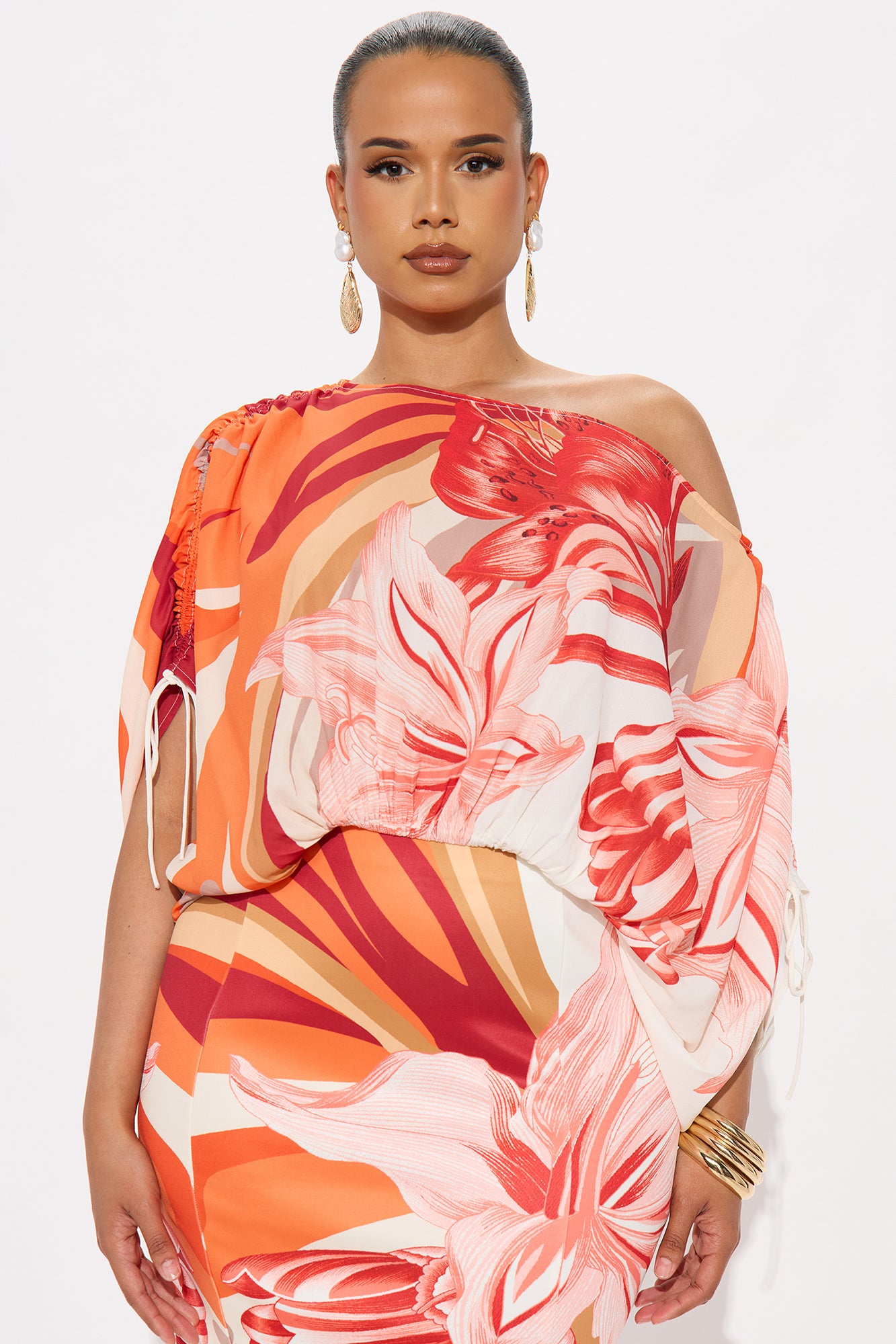 Floral Destination Midi Skirt Set - Red/combo - Image 5