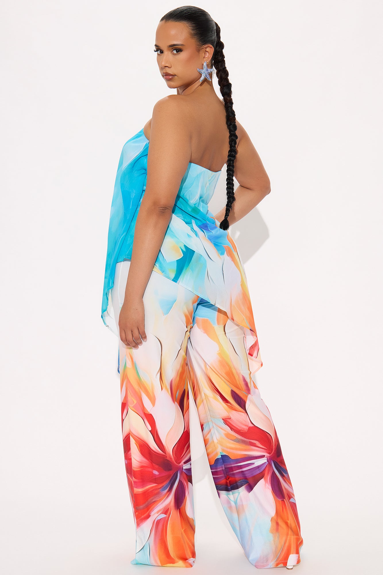 Tiera Floral Wide Leg Jumpsuit - Blue/combo - Image 6