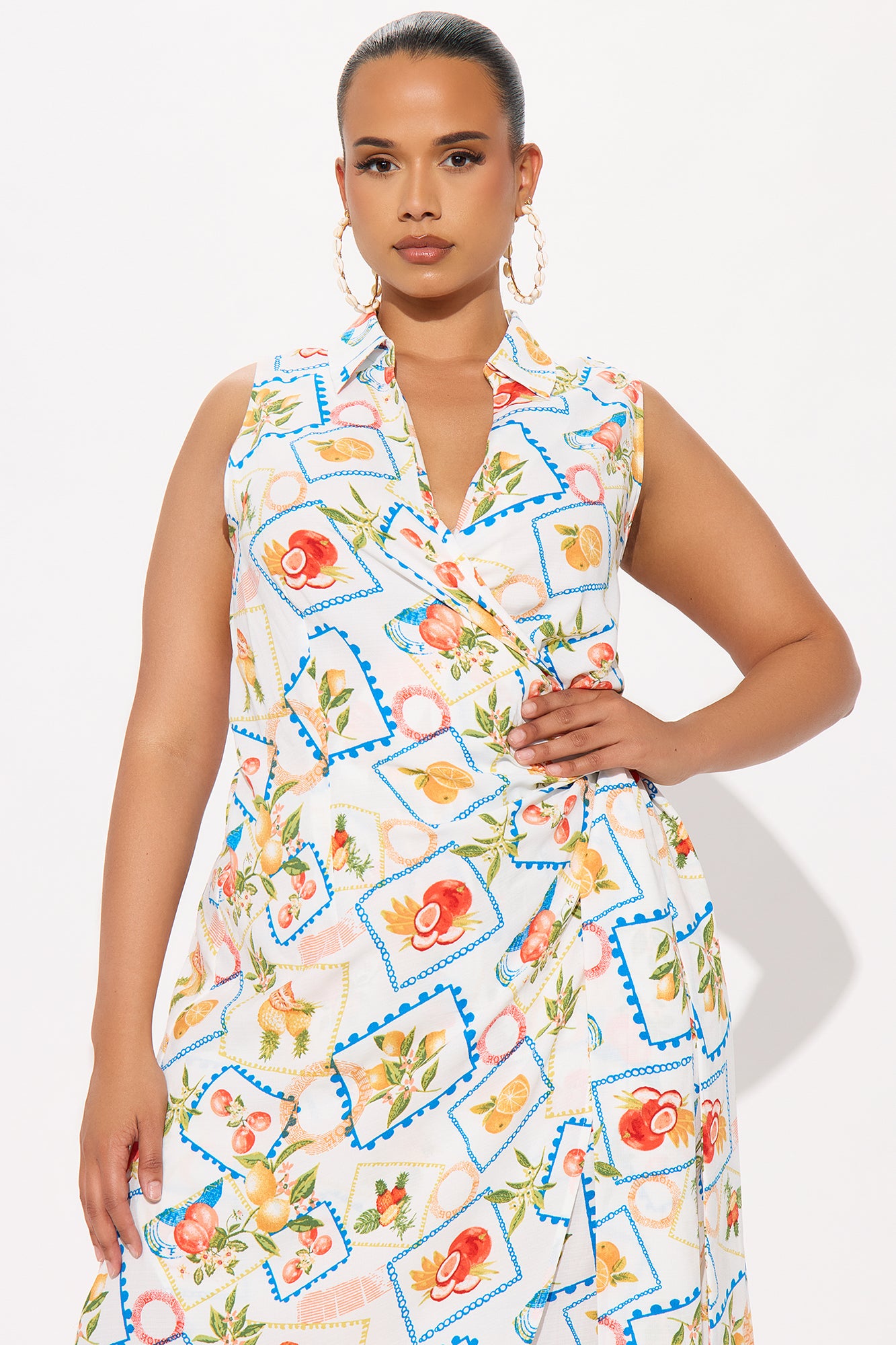 Market Fresh Wrap Midi Dress - Multi Color - Image 5