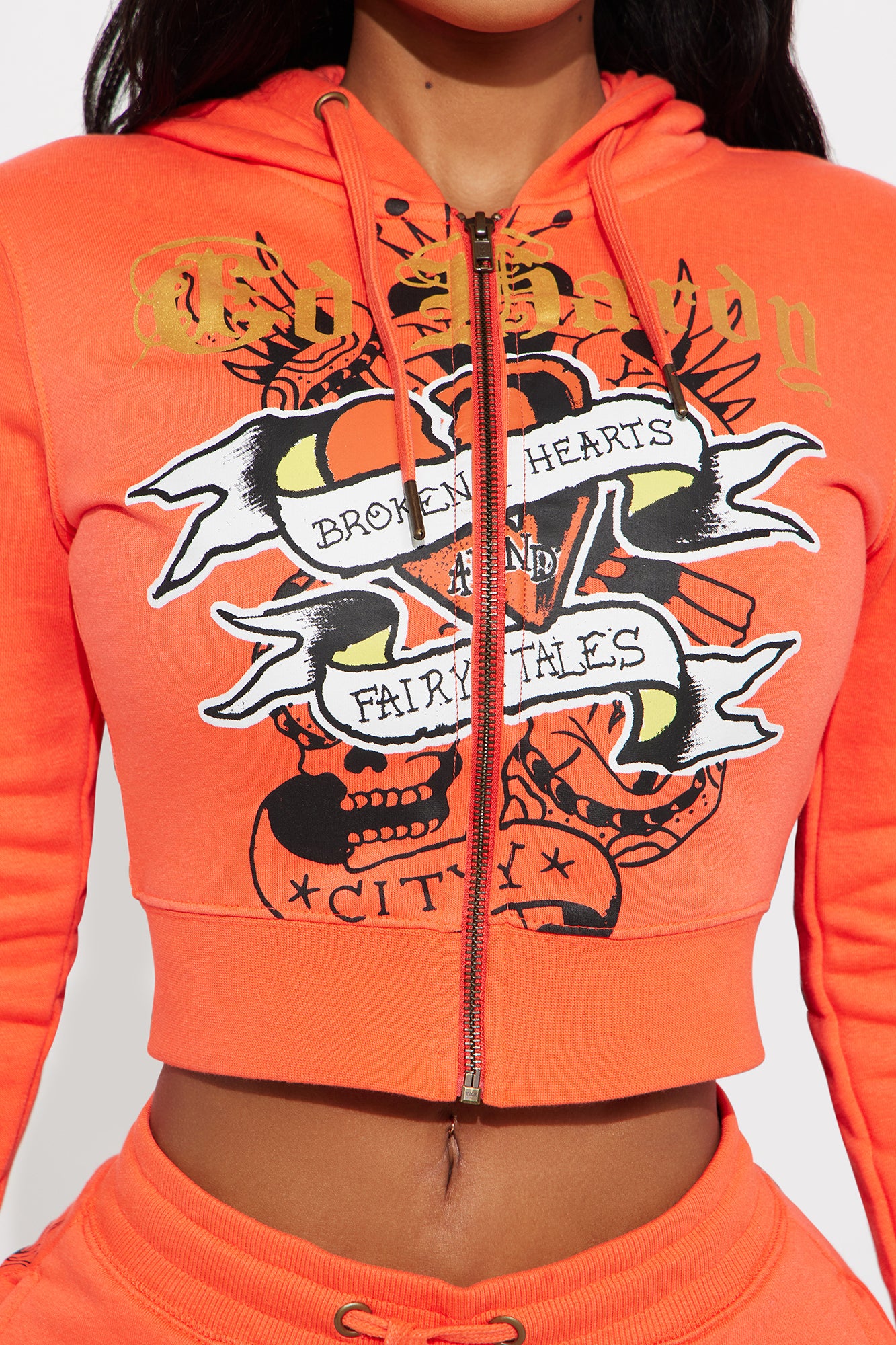 Ed Hardy Heart Tattoo Front Hoodie - Peach - Image 3