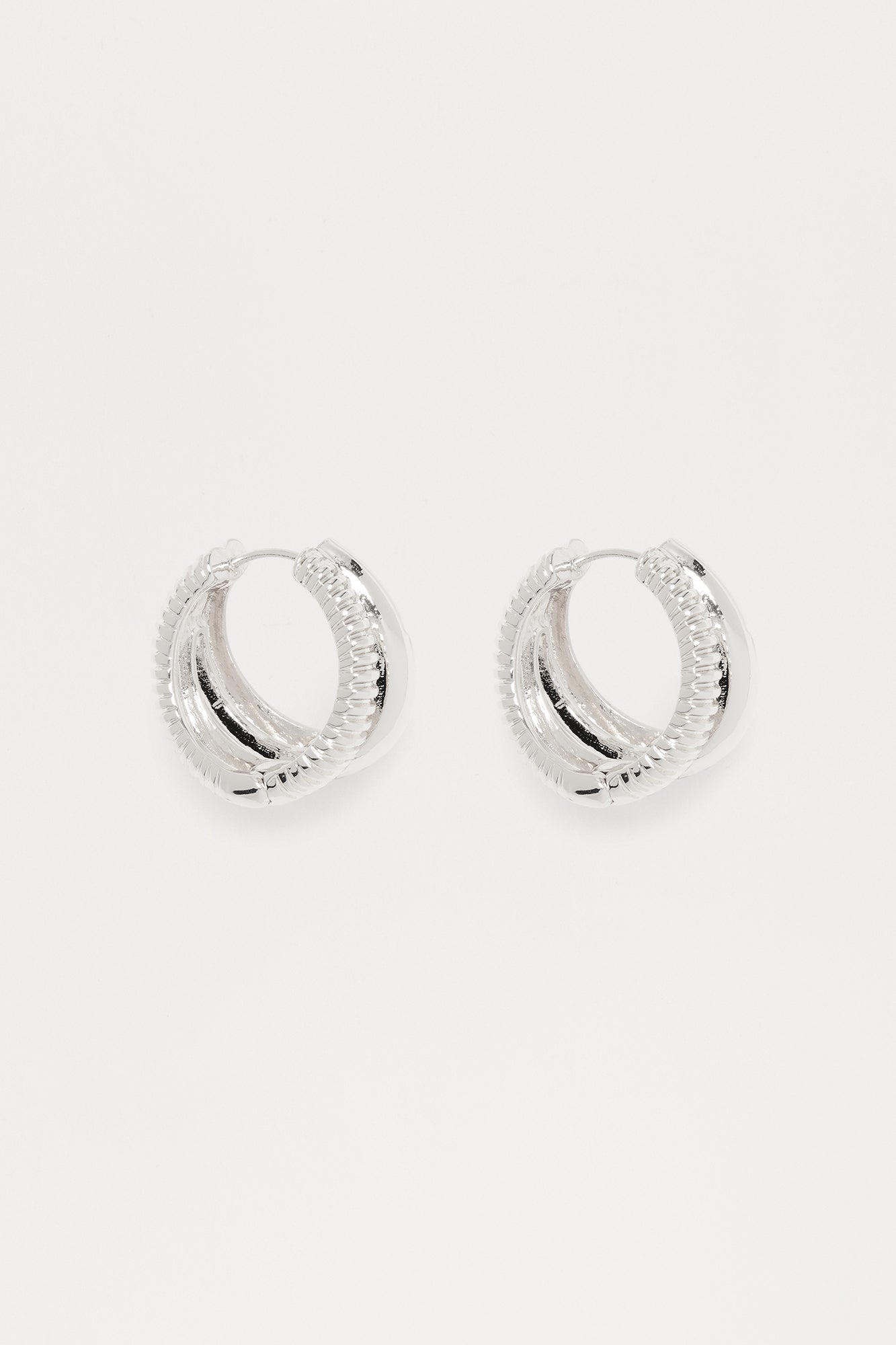 Double Down Hoop Earrings - Silver - Image 3