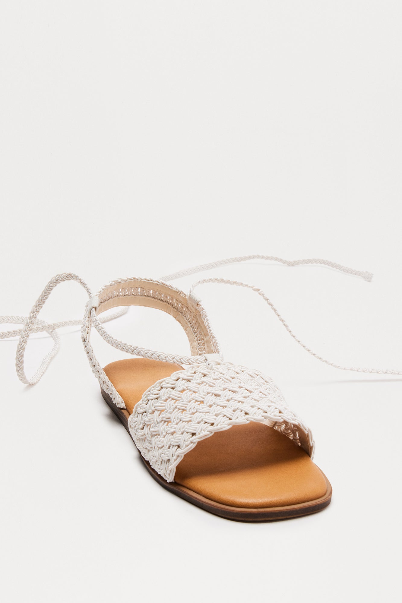 Thailand Crochet Wrap Up Sandals - Cream - Image 3