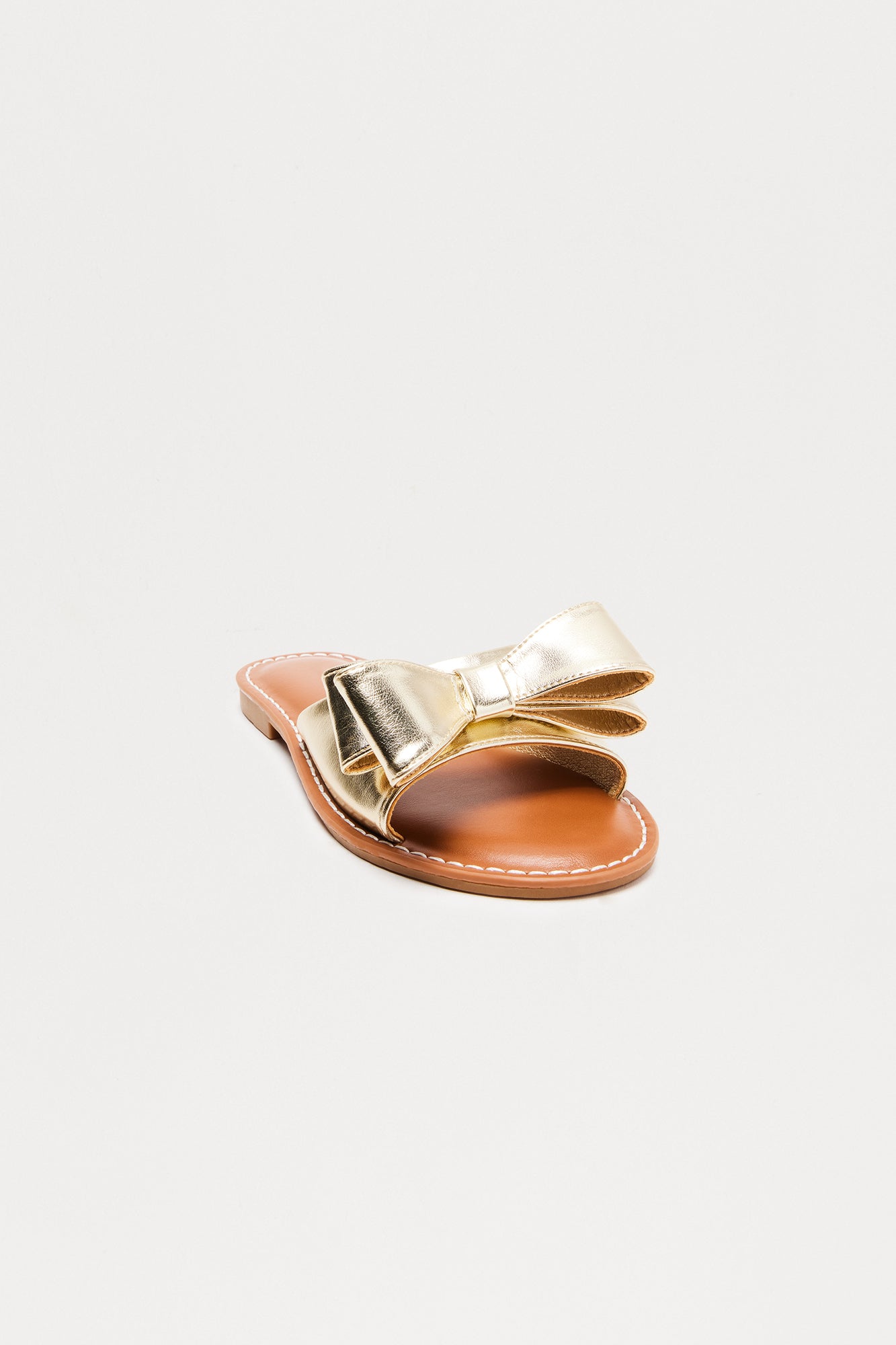 Anfield Bow Faux Leather Sandals - Gold - Image 3