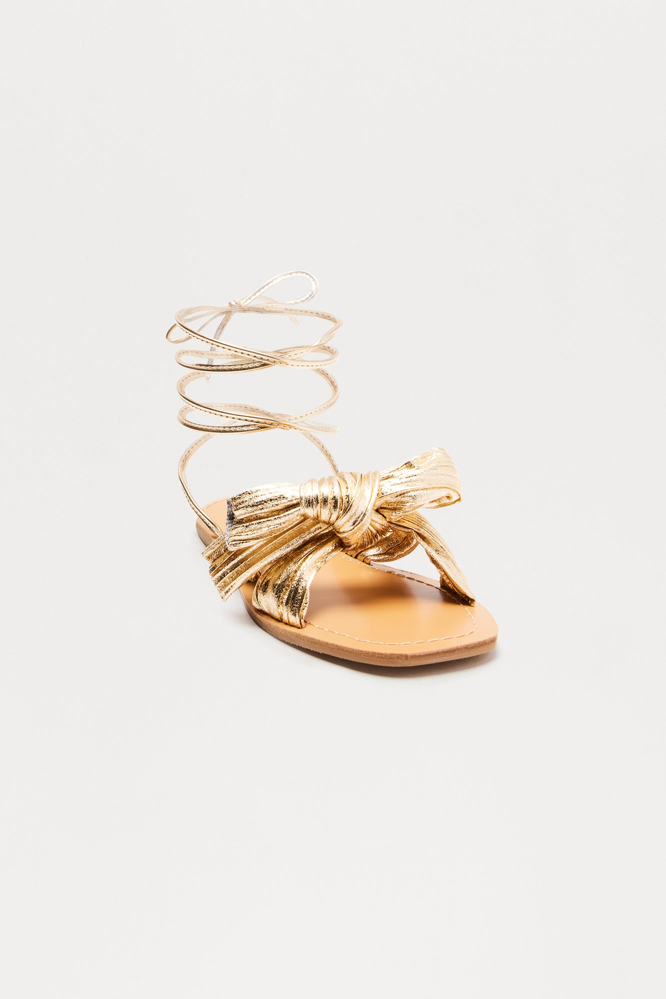 Tomorrow Bow Wrap Up Sandals - Gold - Image 3