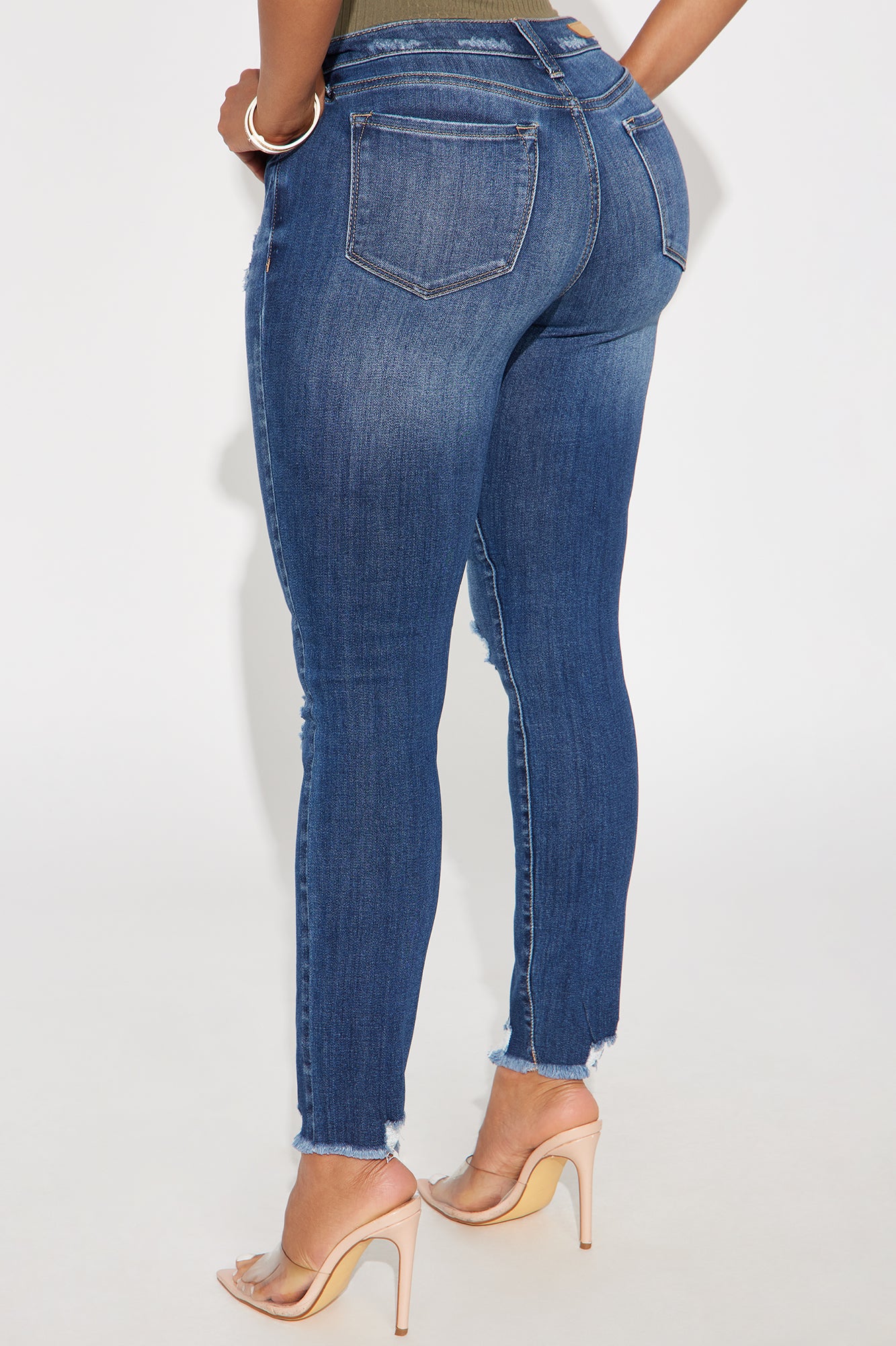 In My Opinion Ripped Skinny Jeans - Dark Wash - Image 3