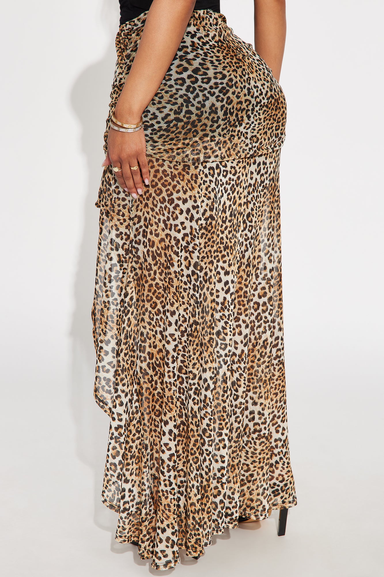 Leopard's Kiss Mesh Maxi Skirt - Brown/combo - Image 3