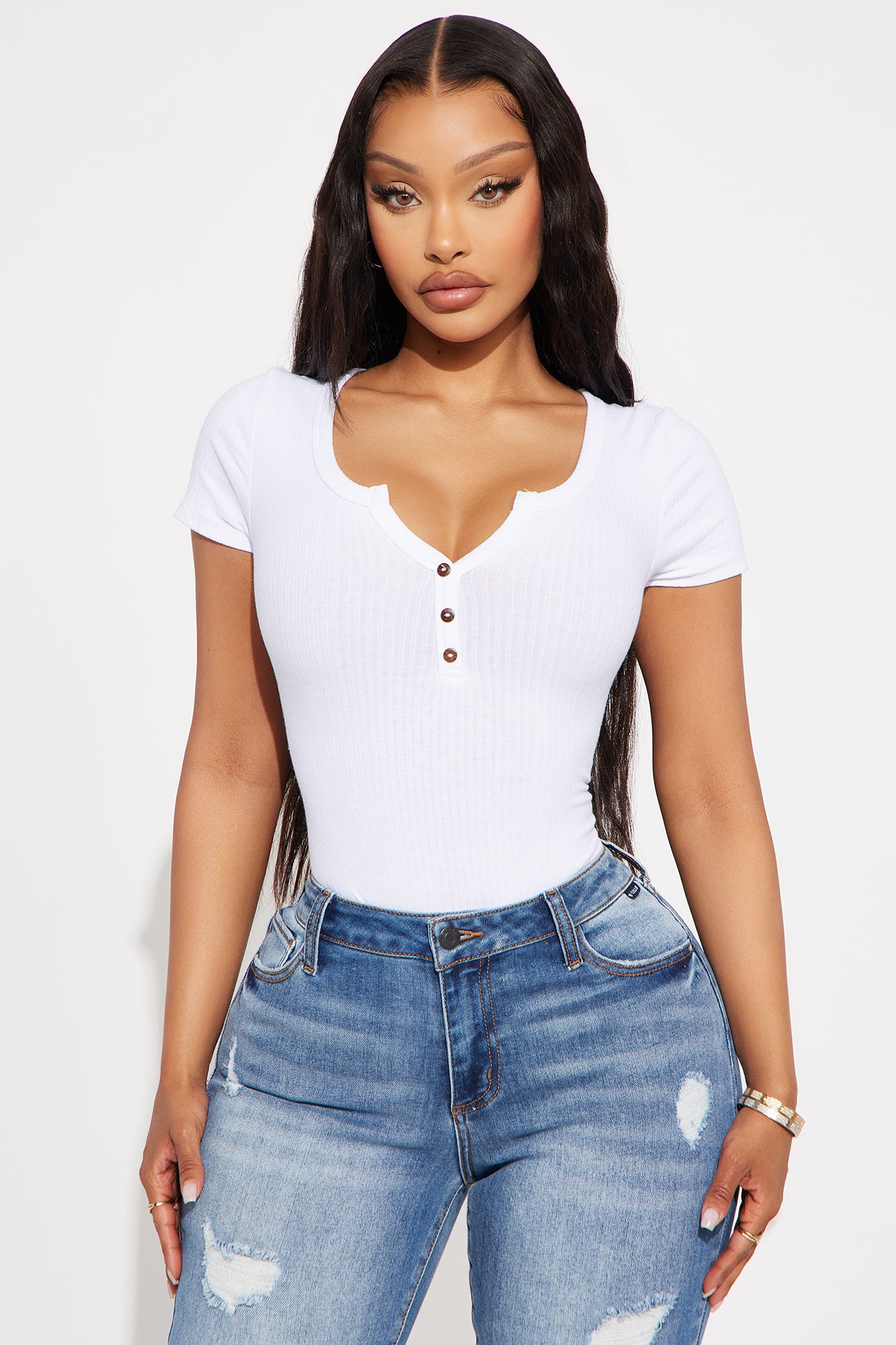 Zoe Henley Bodysuit - White - Image 3