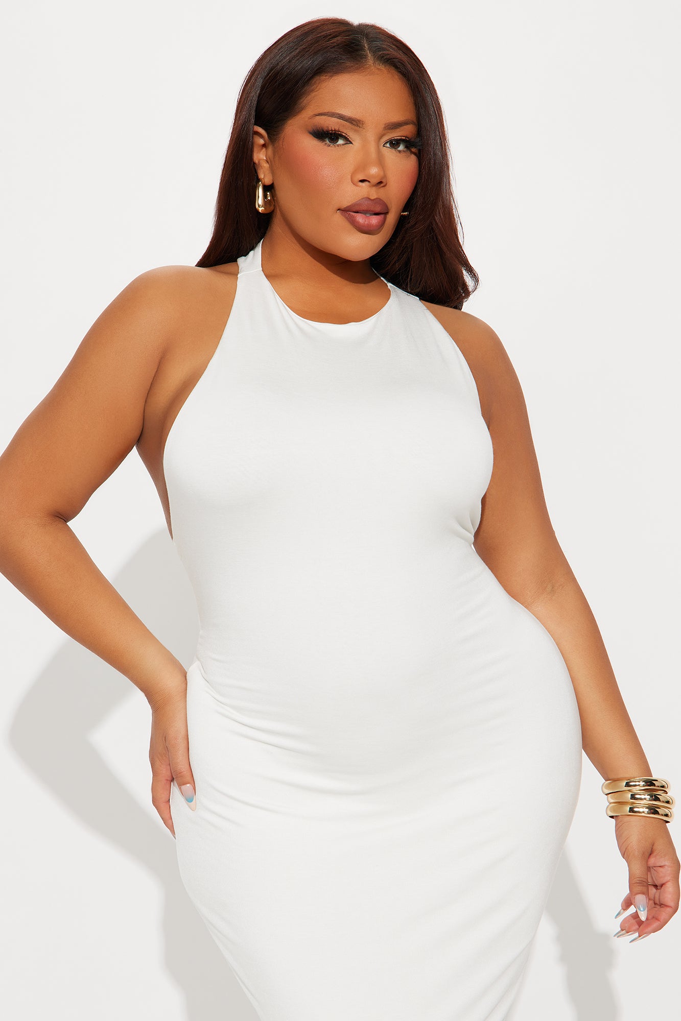 Melodie Double Lined Cut Out Maxi Dress - White - Image 5