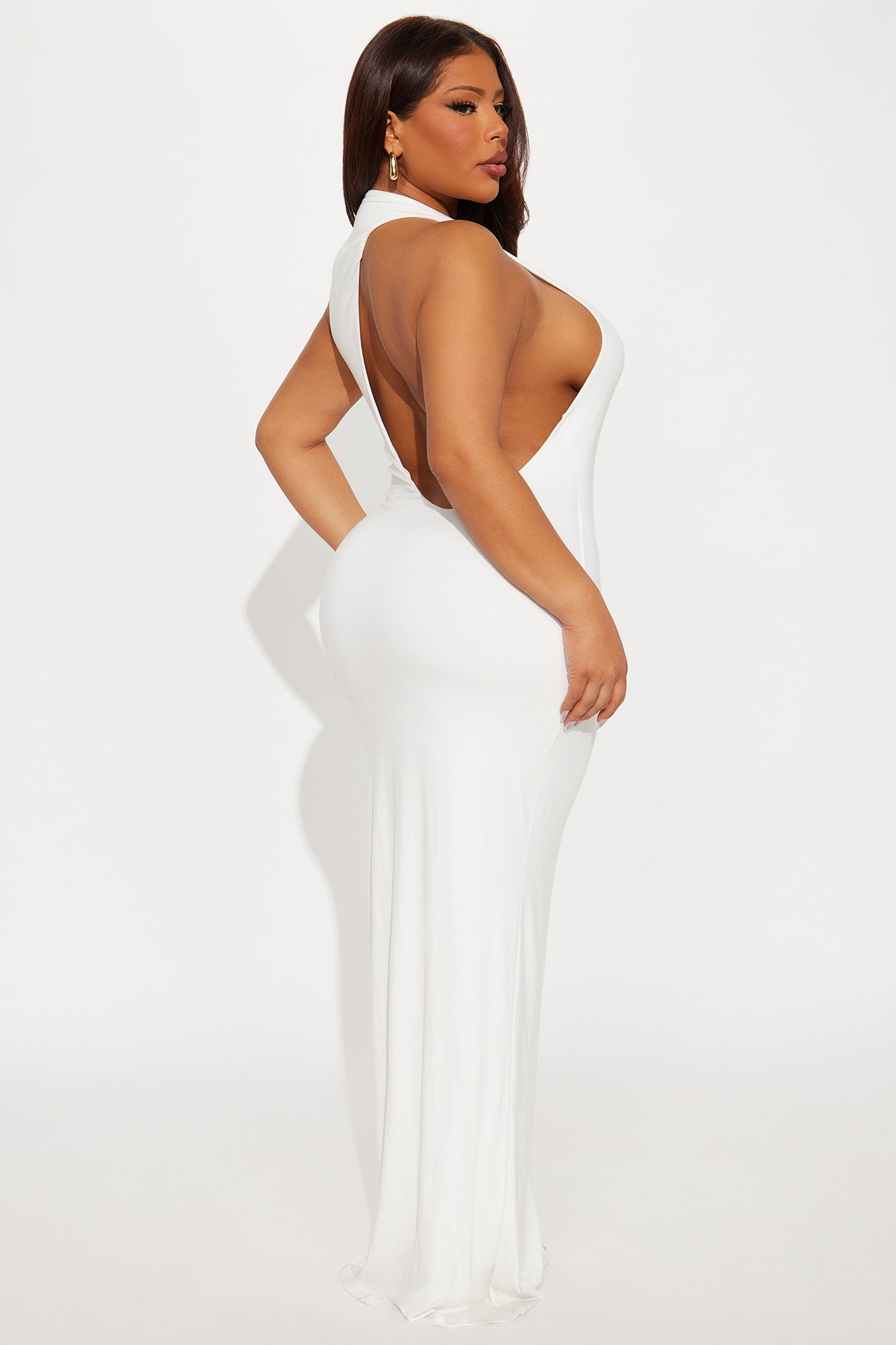 Melodie Double Lined Cut Out Maxi Dress - White - Image 6