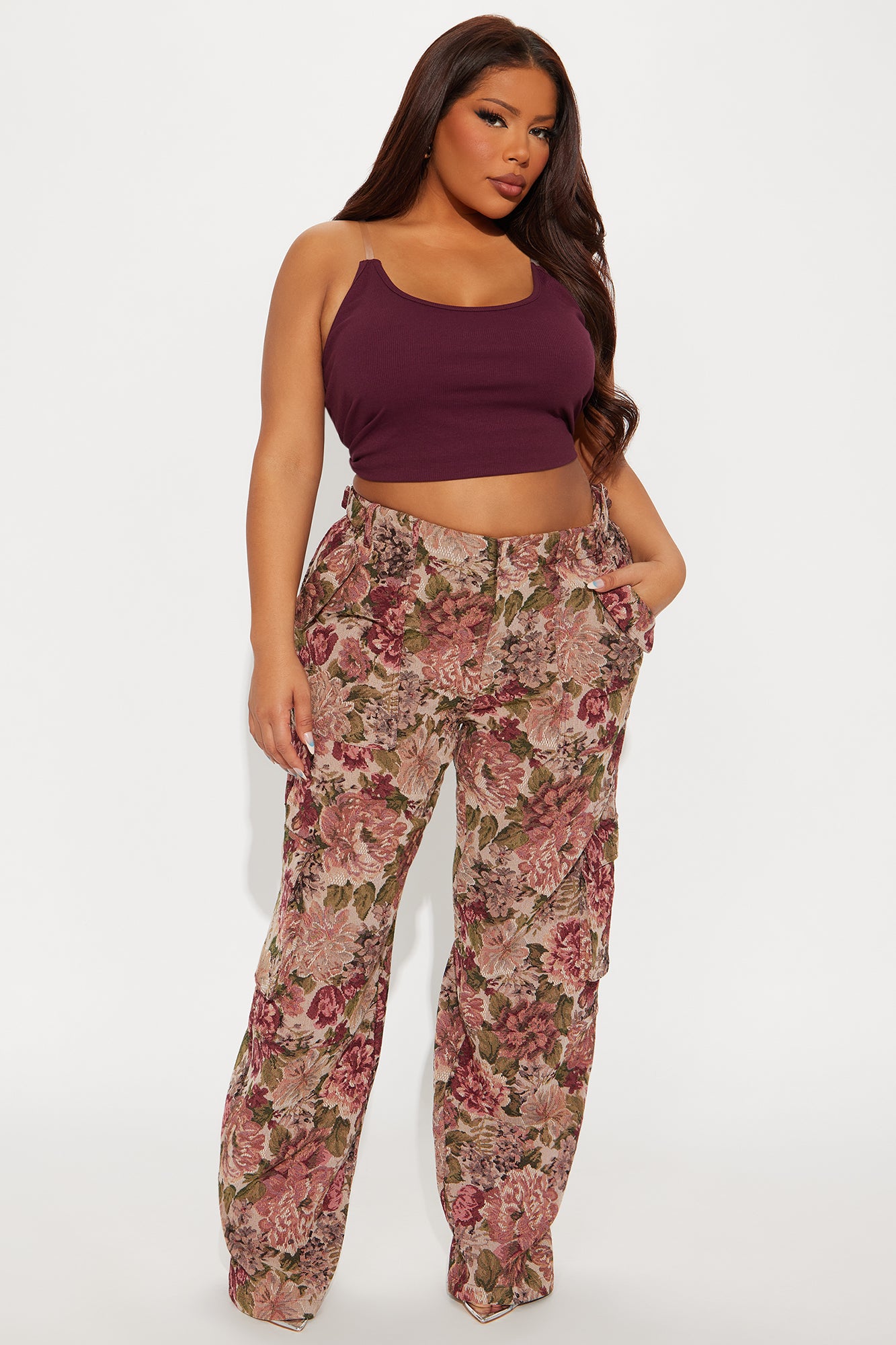 Expensive Taste Jacquard Cargo Pant - Mauve/combo - Image 5