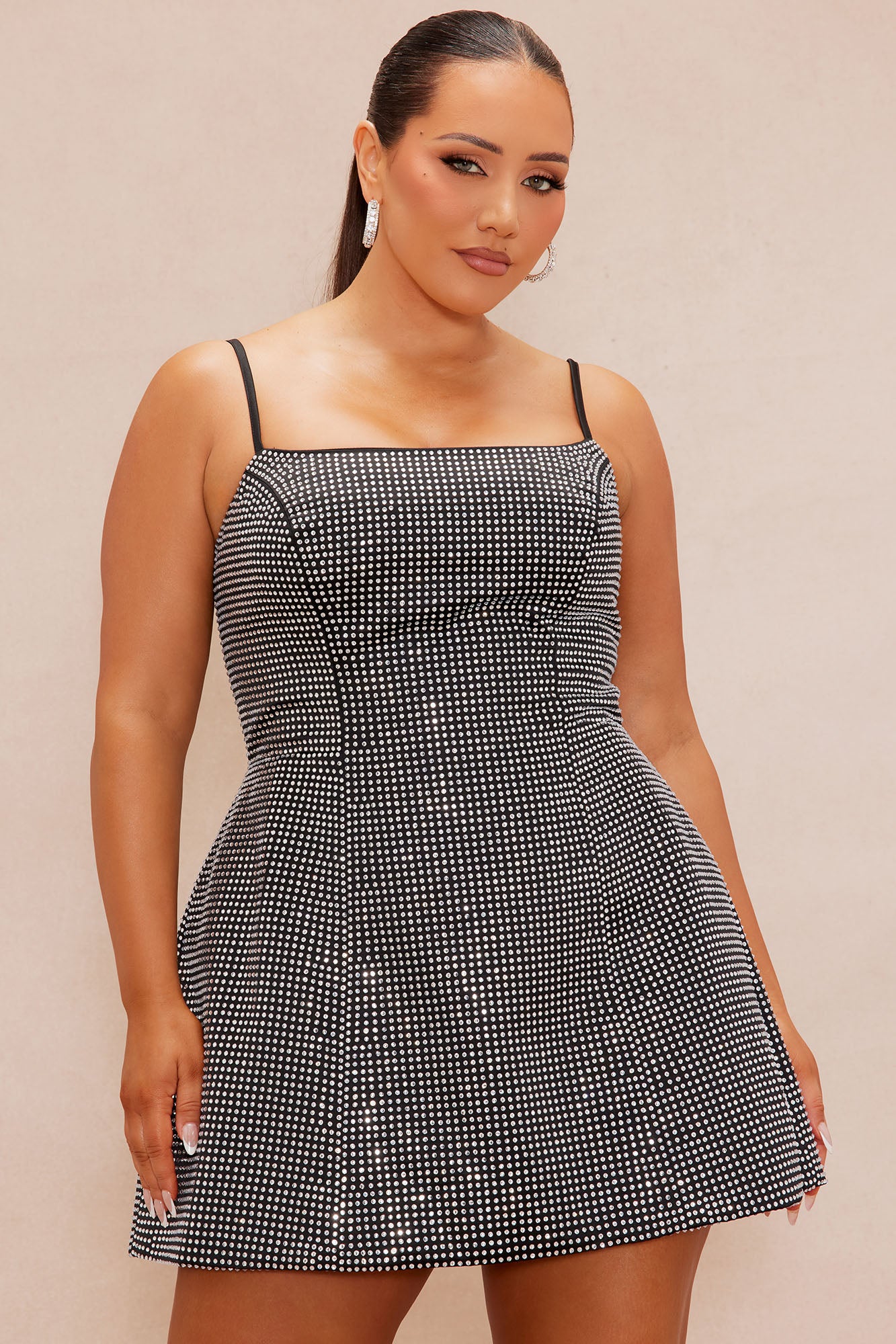 Corrina Embellished Mini Dress - Black - Image 6