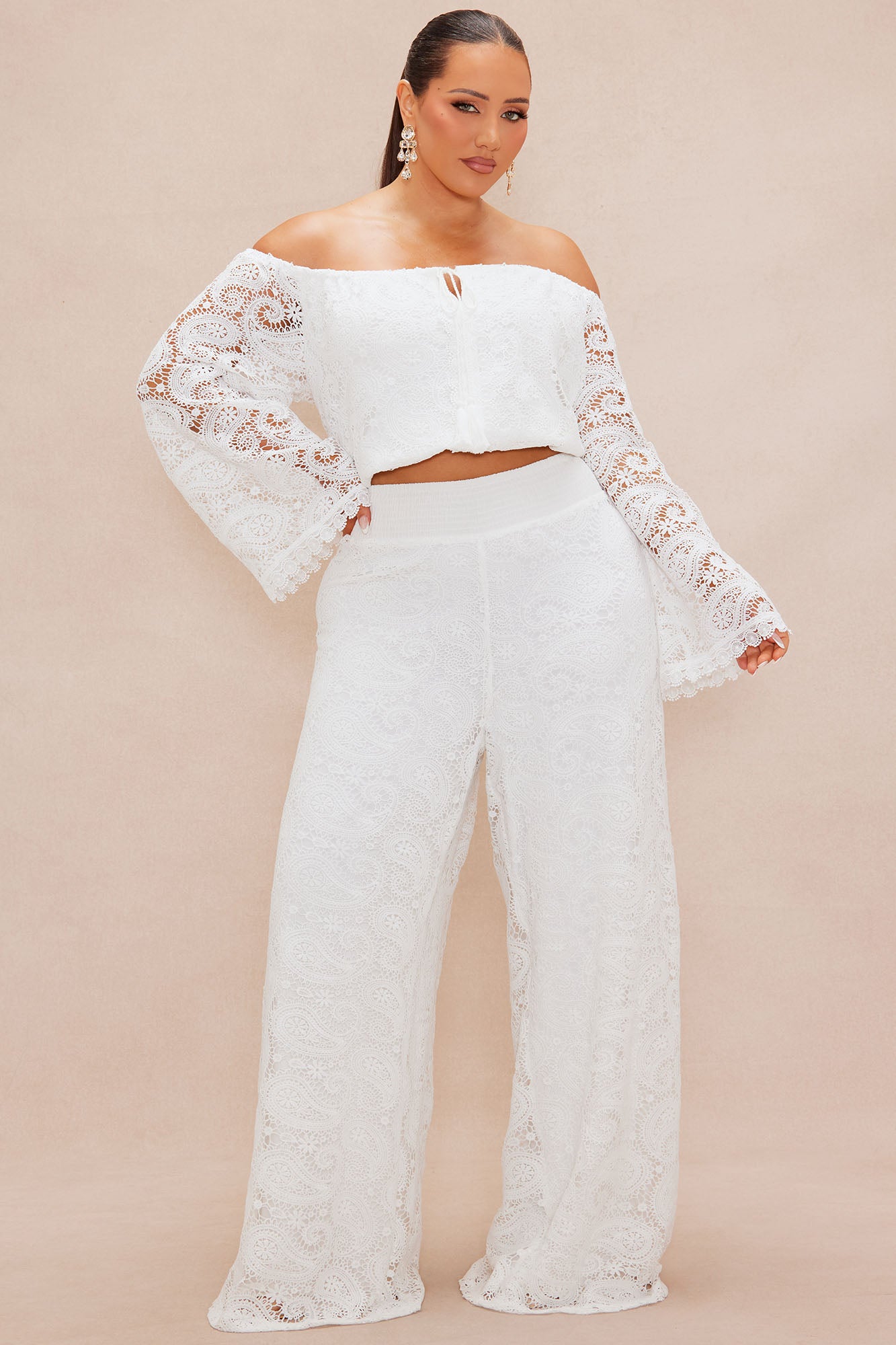 Marina Crochet Pant Set - White - Image 5