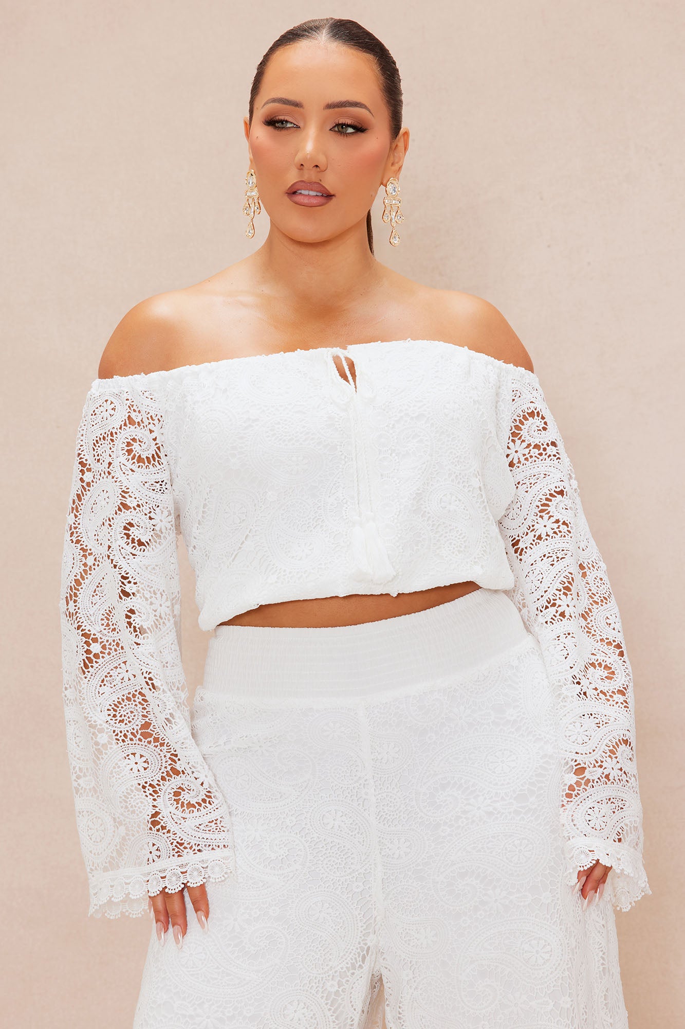Marina Crochet Pant Set - White - Image 6