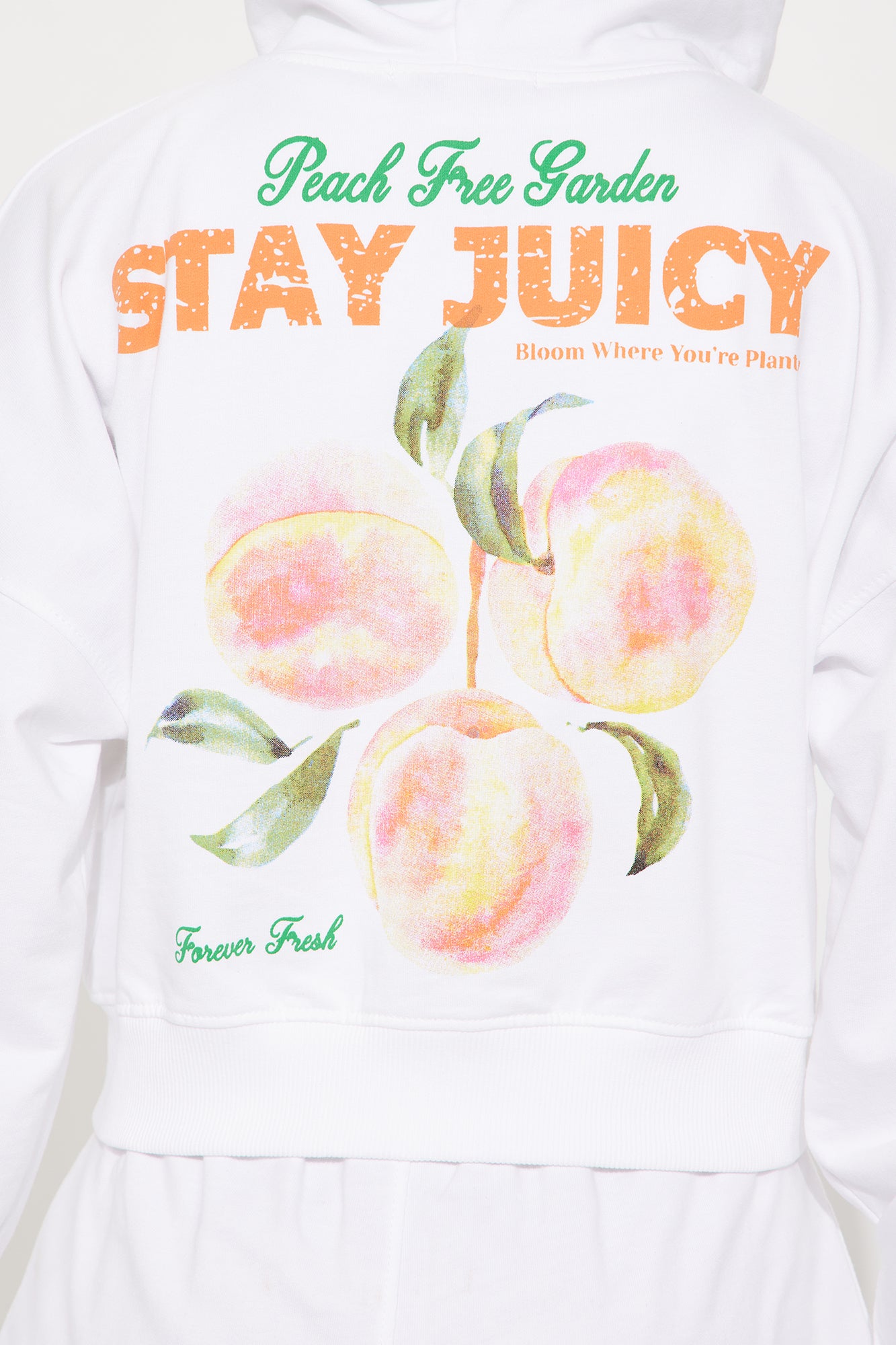 Stay Juicy French Terry Hoodie Zip Up Short Set - White/combo - Image 5
