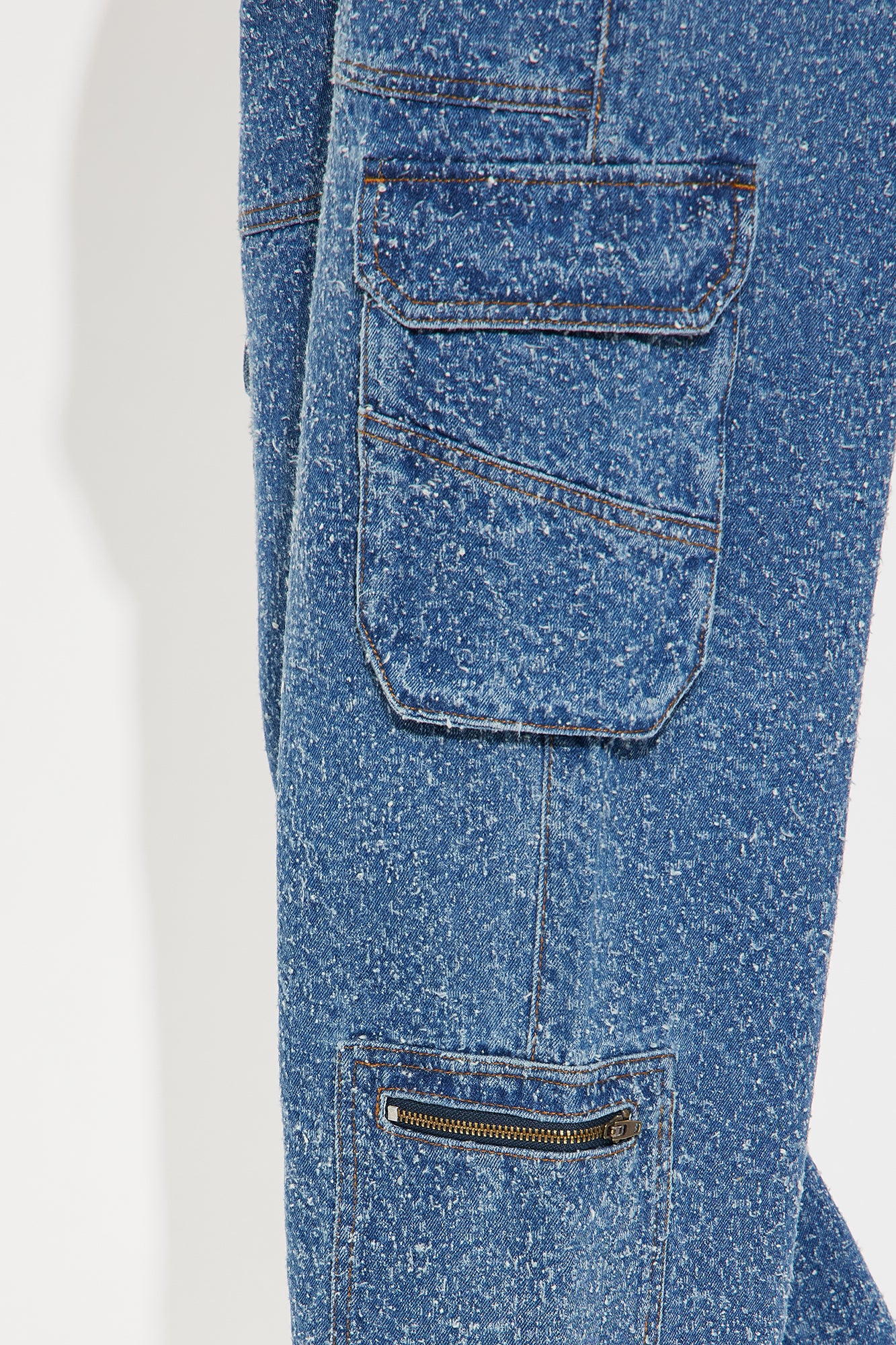 Hanna Textured Cargo Straight Leg Jean - Medium Wash - Image 3