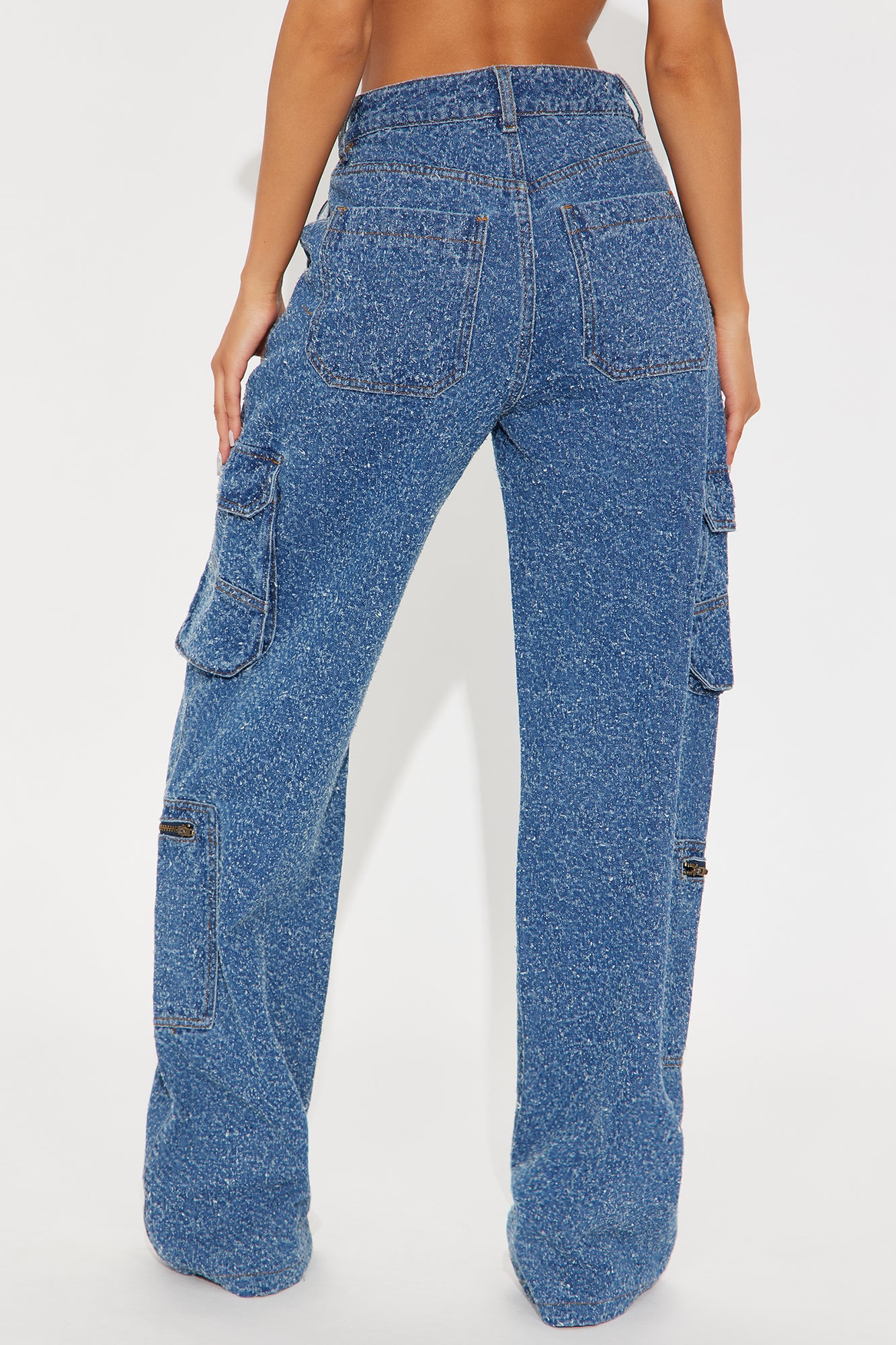 Hanna Textured Cargo Straight Leg Jean - Medium Wash - Image 4