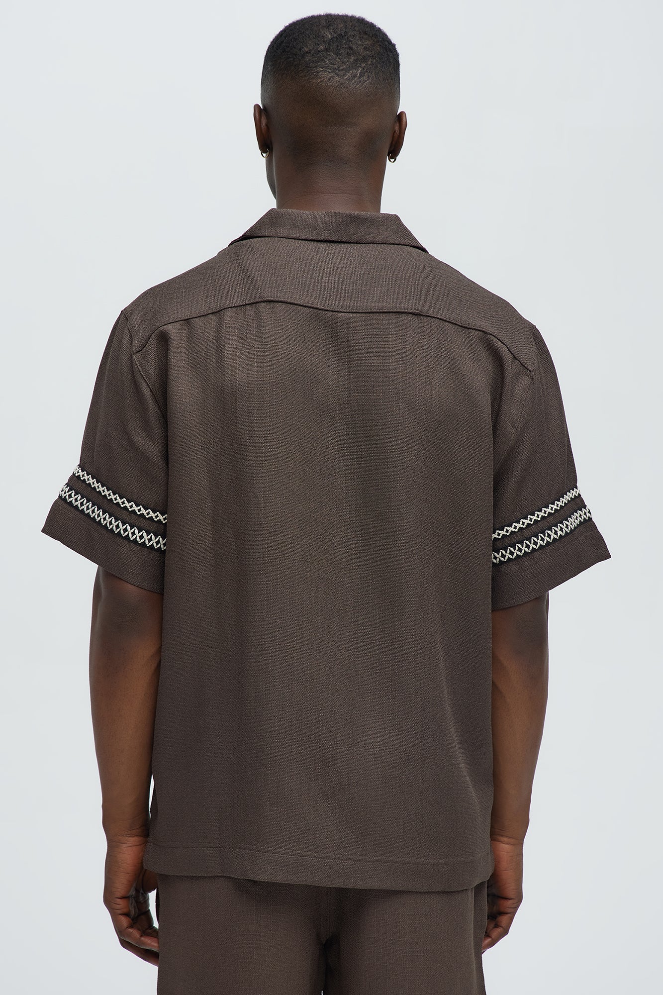 Ibiza VIP Club Linen Like Button Up - Chocolate - Image 4