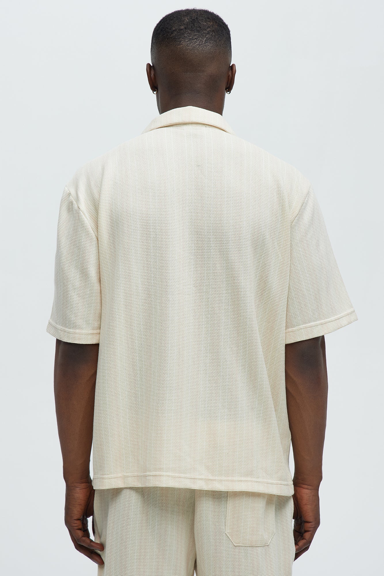 Valor Striped Short Sleeve Button Up - Cream - Image 3