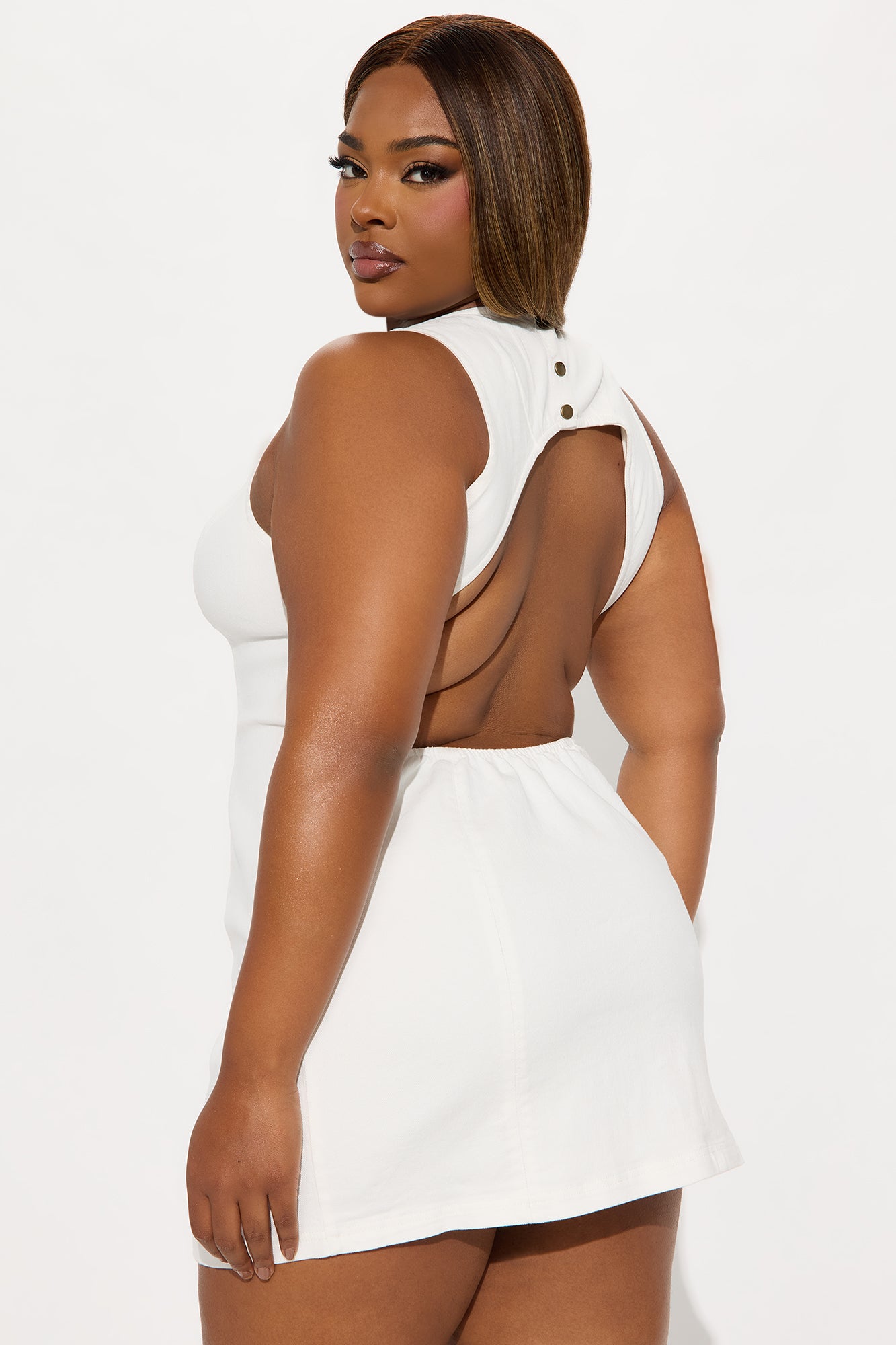Kaylie Denim Mini Dress - White Wash - Image 6