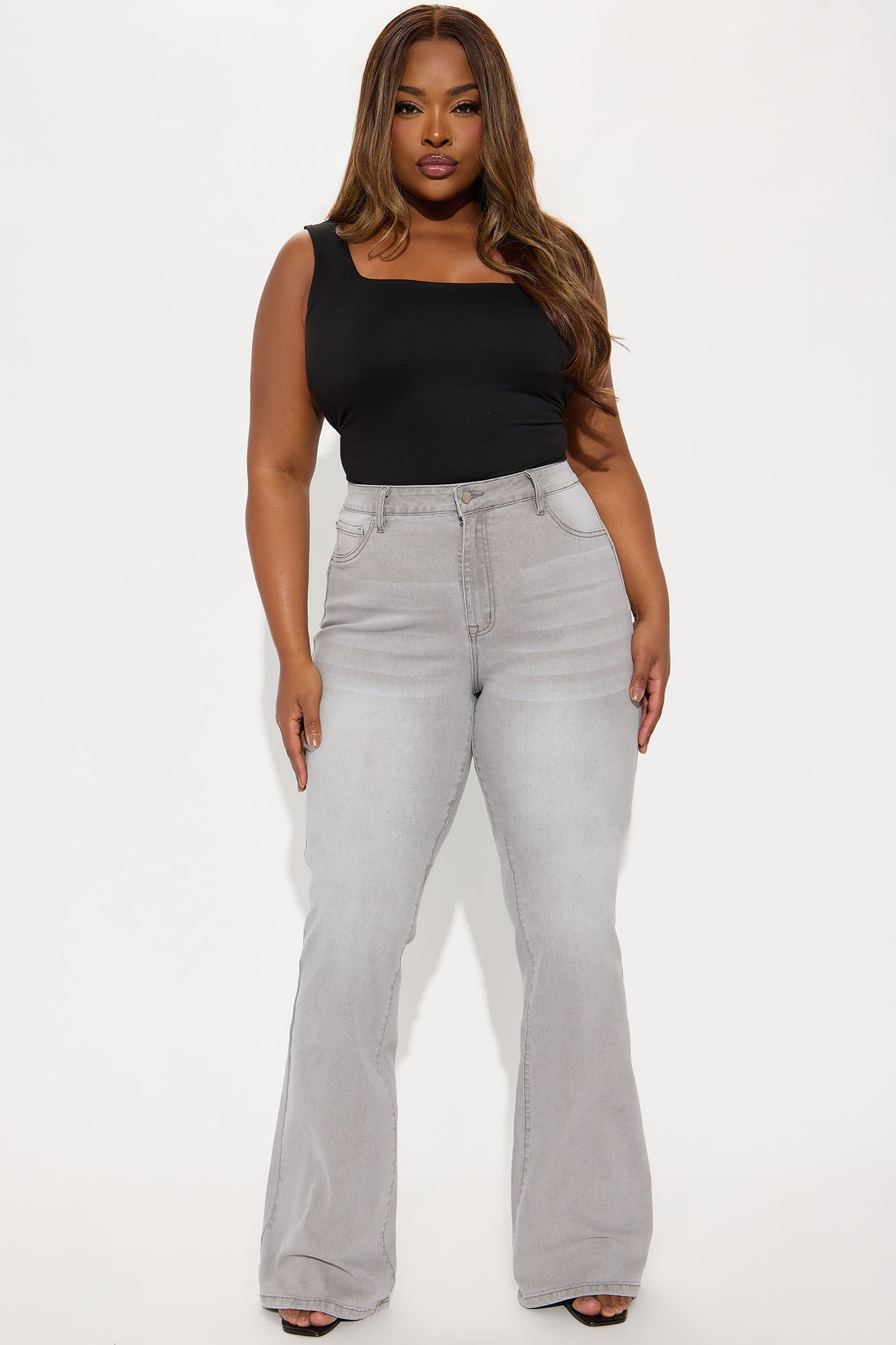 Tall Audrey Booty Lifting Stretch Flare Jeans - Grey - Image 4