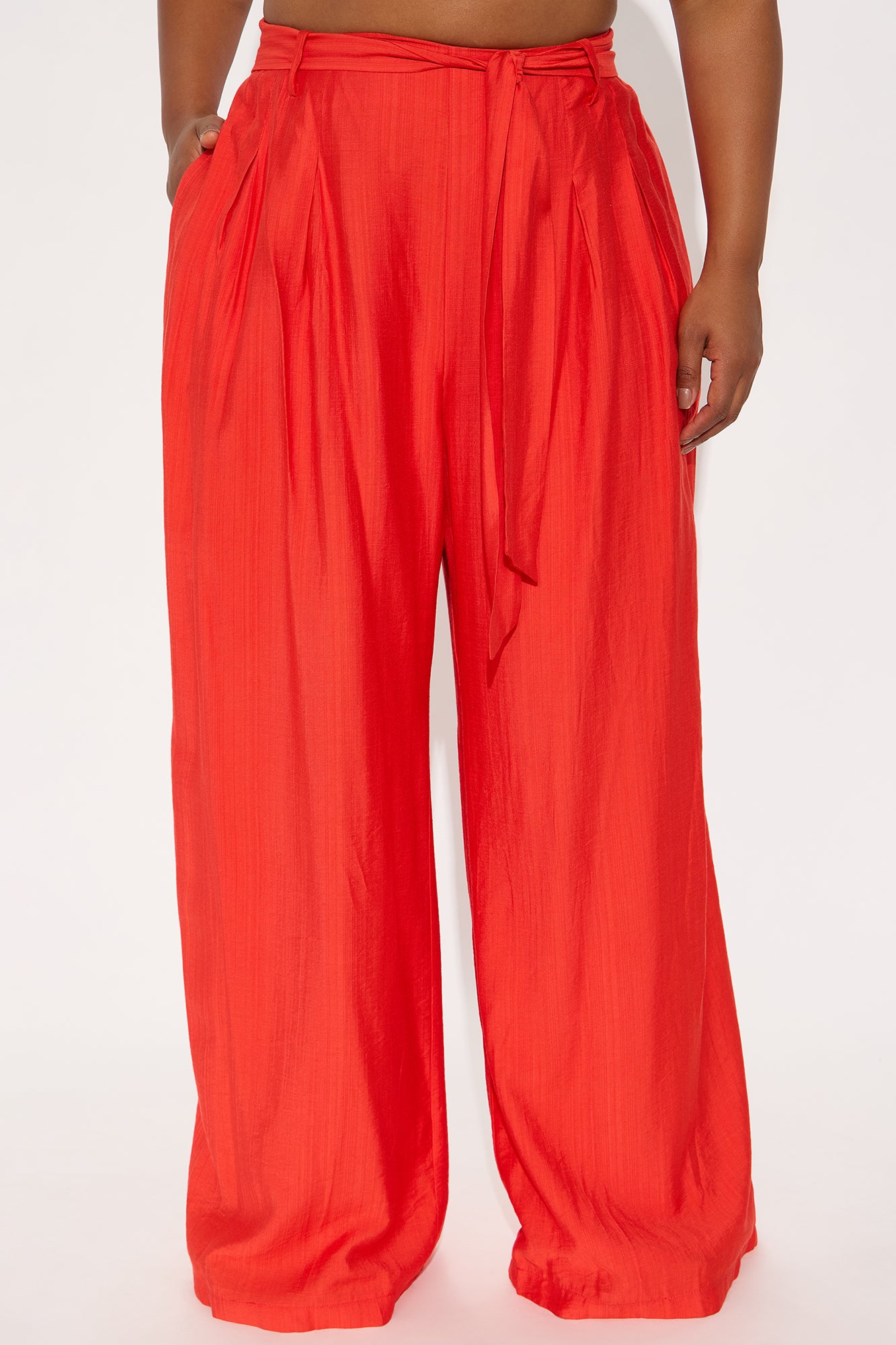 Alaiya Tie Waist Linen Trouser - Coral - Image 5