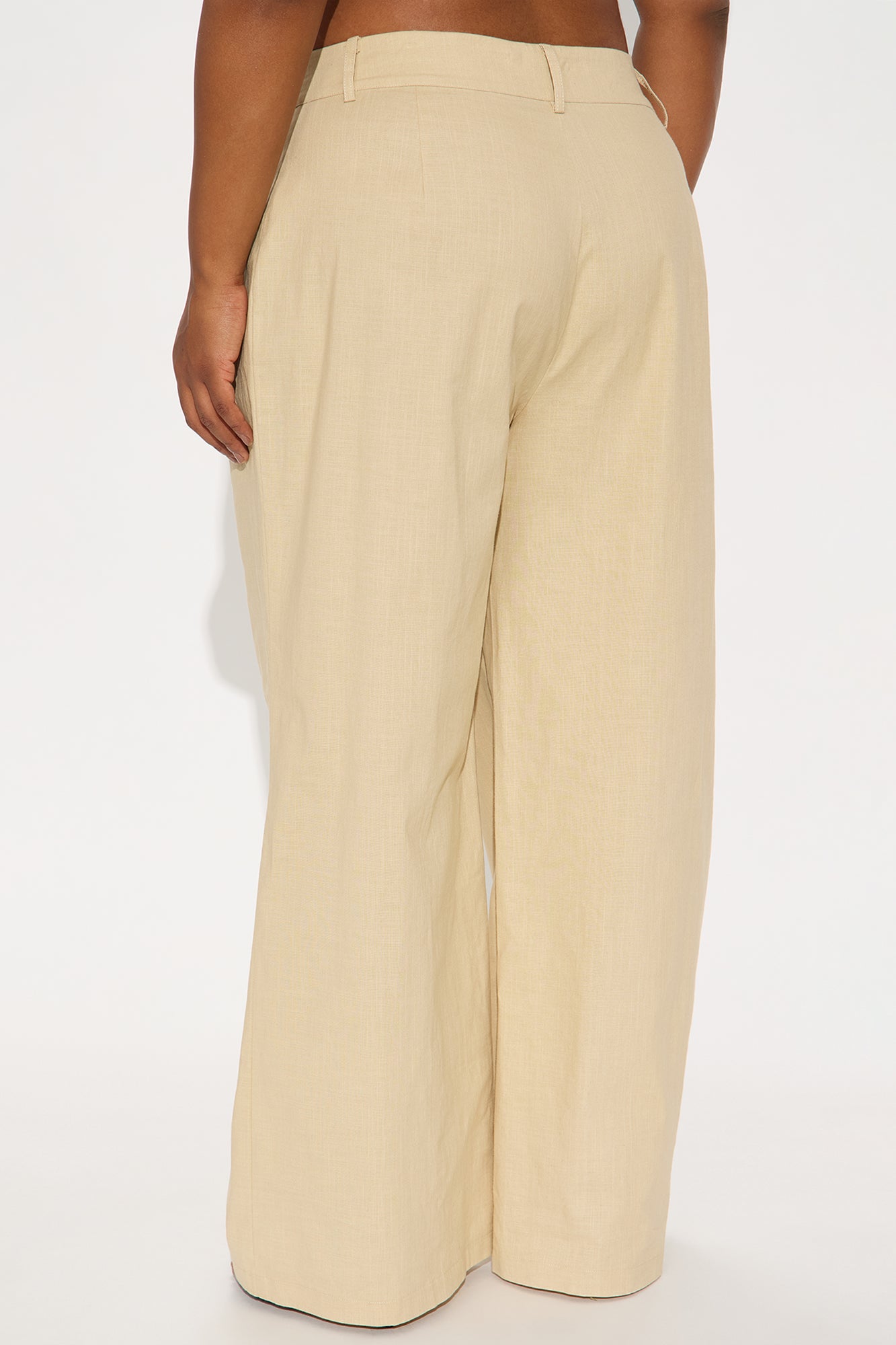 Peyton Wide Leg Double Belted Linen Pant - Khaki - Image 6