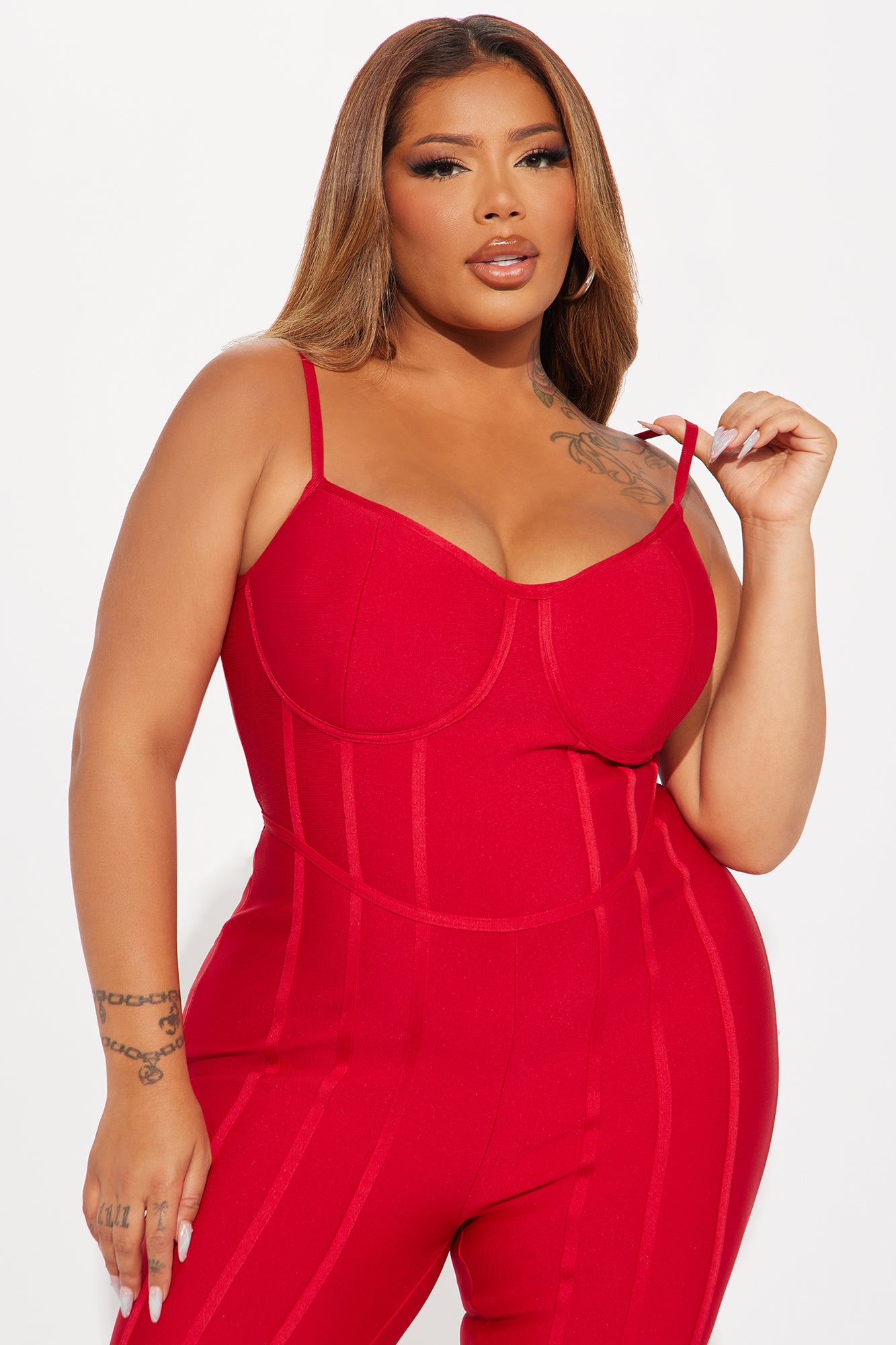 Leyla Bandage Jumpsuit - Red - Image 5
