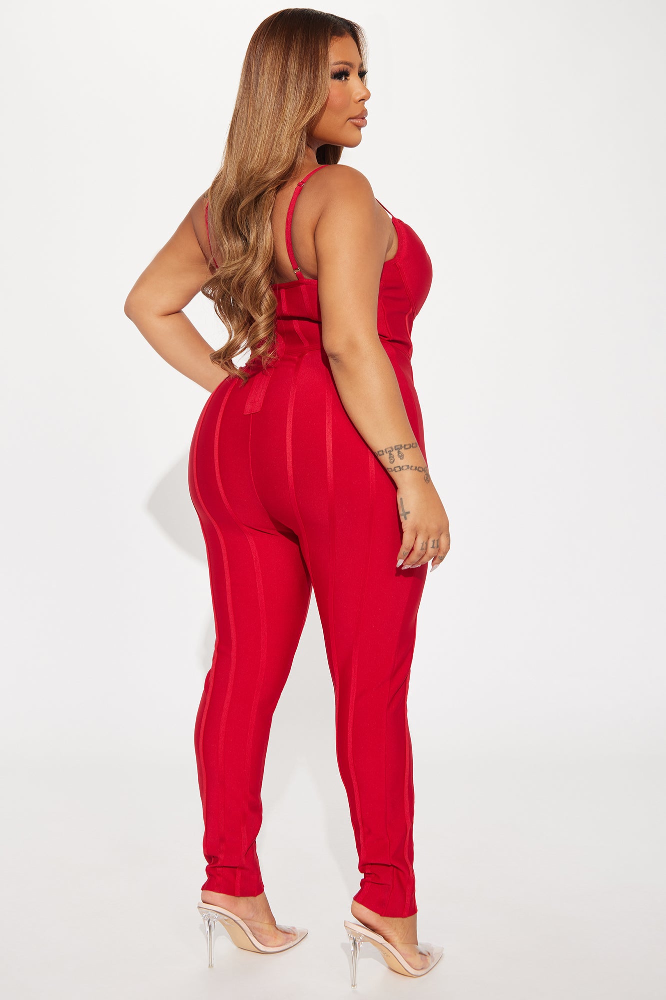 Leyla Bandage Jumpsuit - Red - Image 6