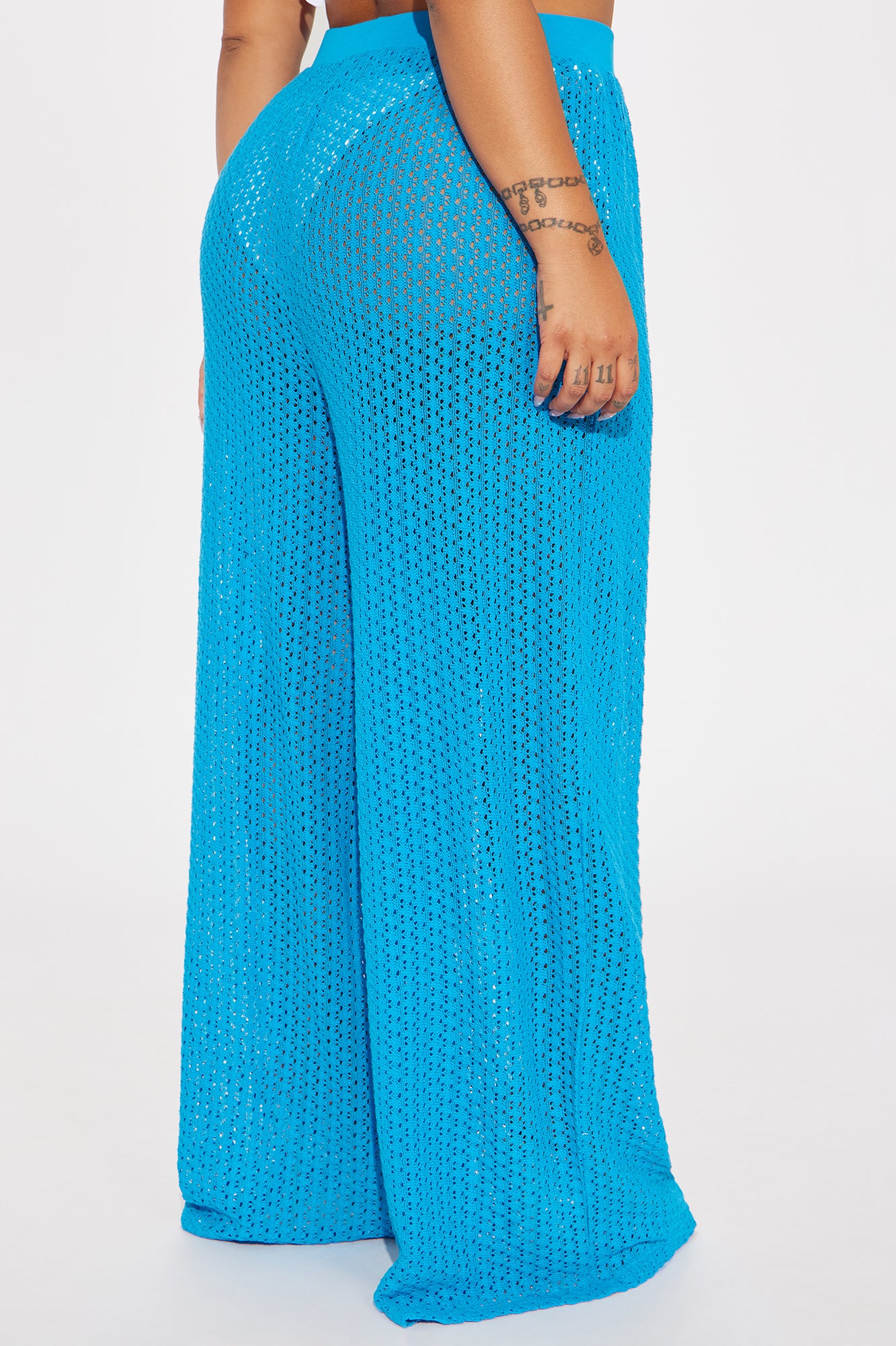 Abby Button Up Swim Cover Up Top - Blue - Image 6