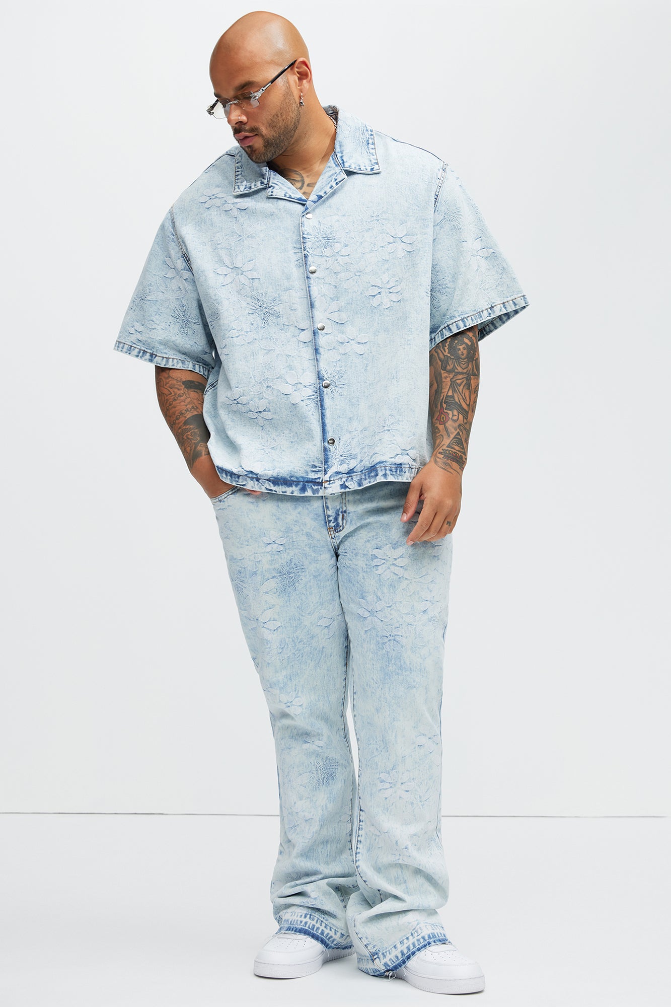 Kenneth Stacked Slim Flare Jeans - Light Blue Wash - Image 7