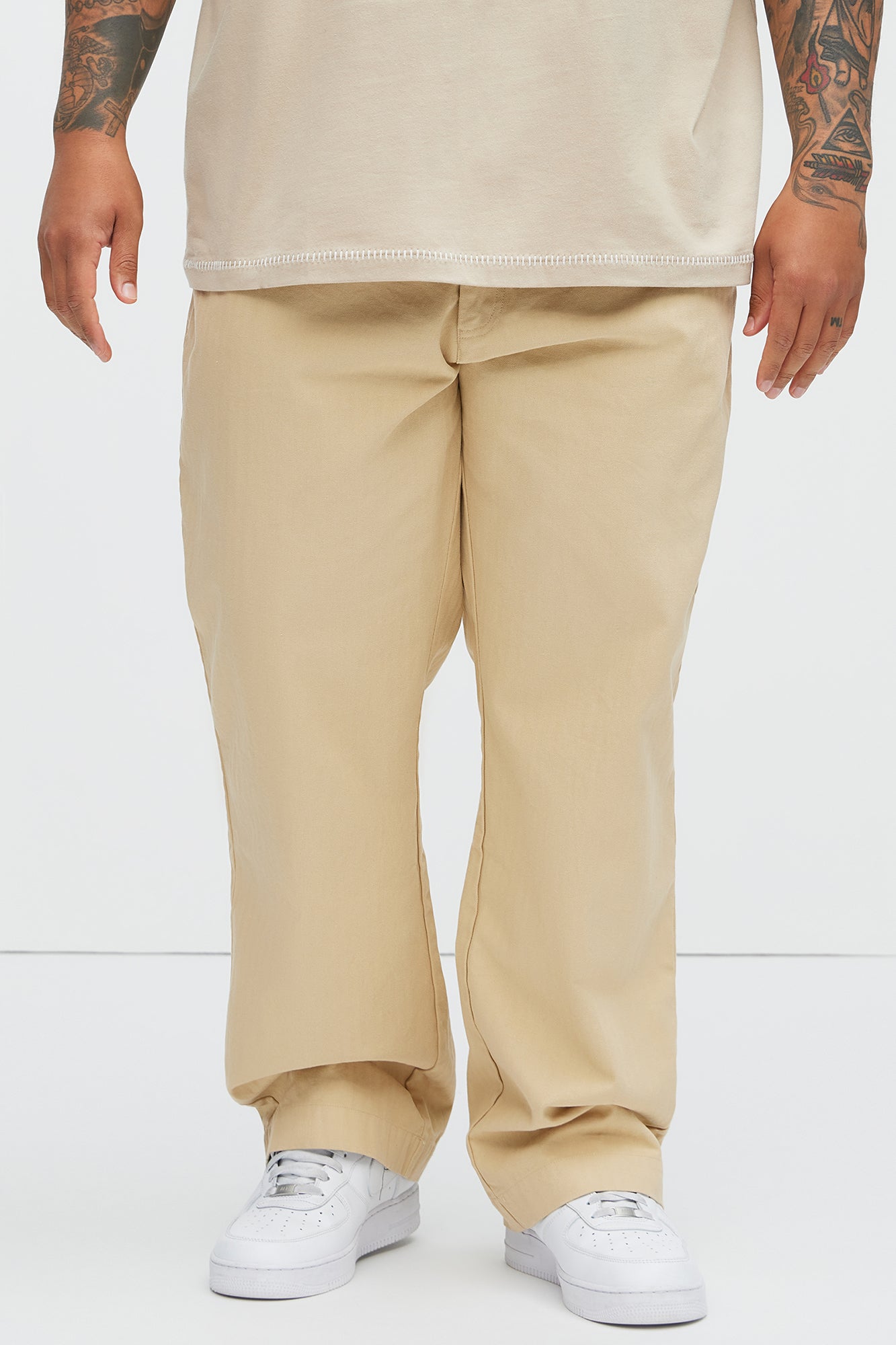 Berry Herringbone Straight Pants - Khaki - Image 5