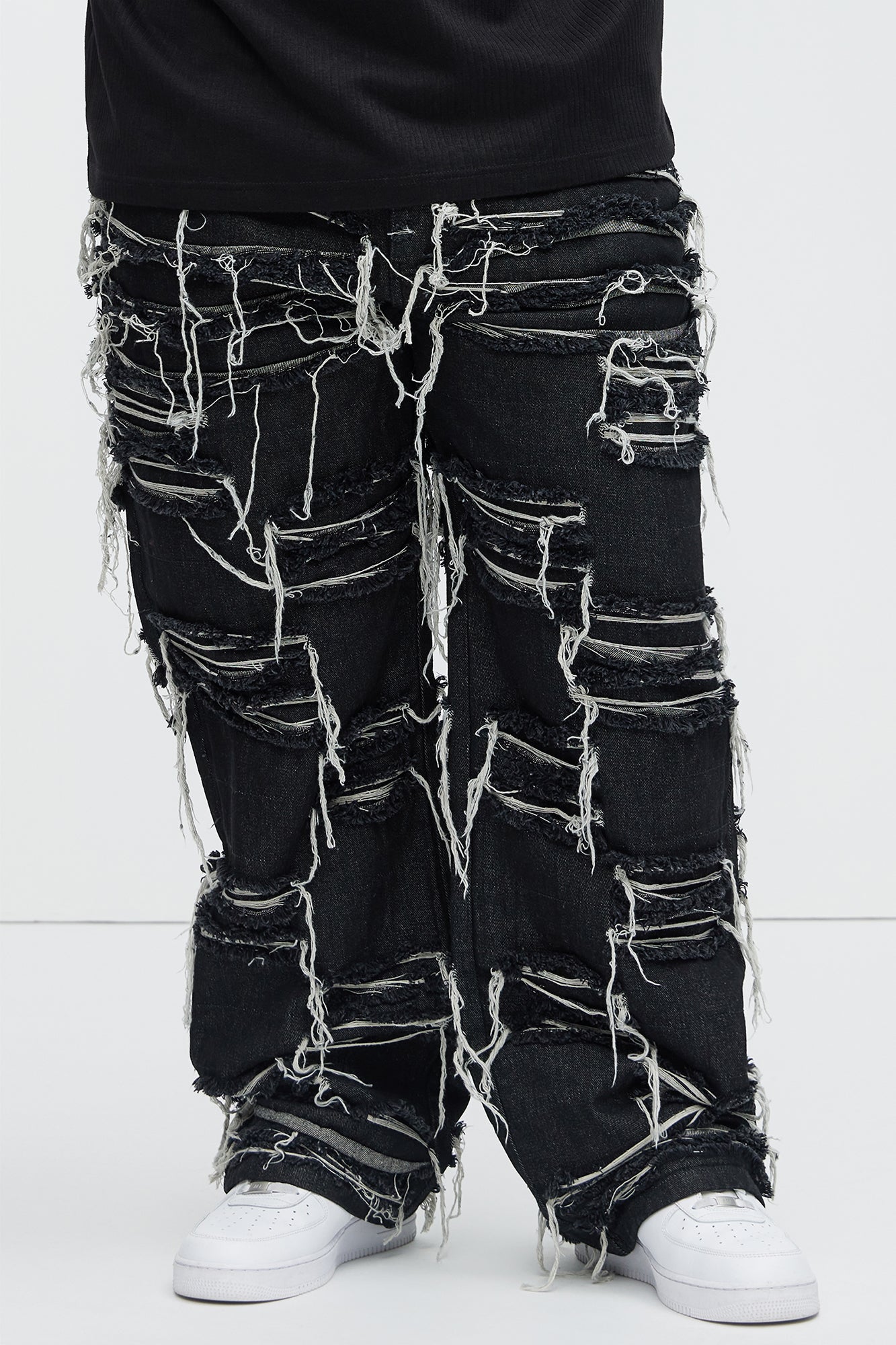 Jackson Frayed Dean Straight Jeans - Black - Image 6