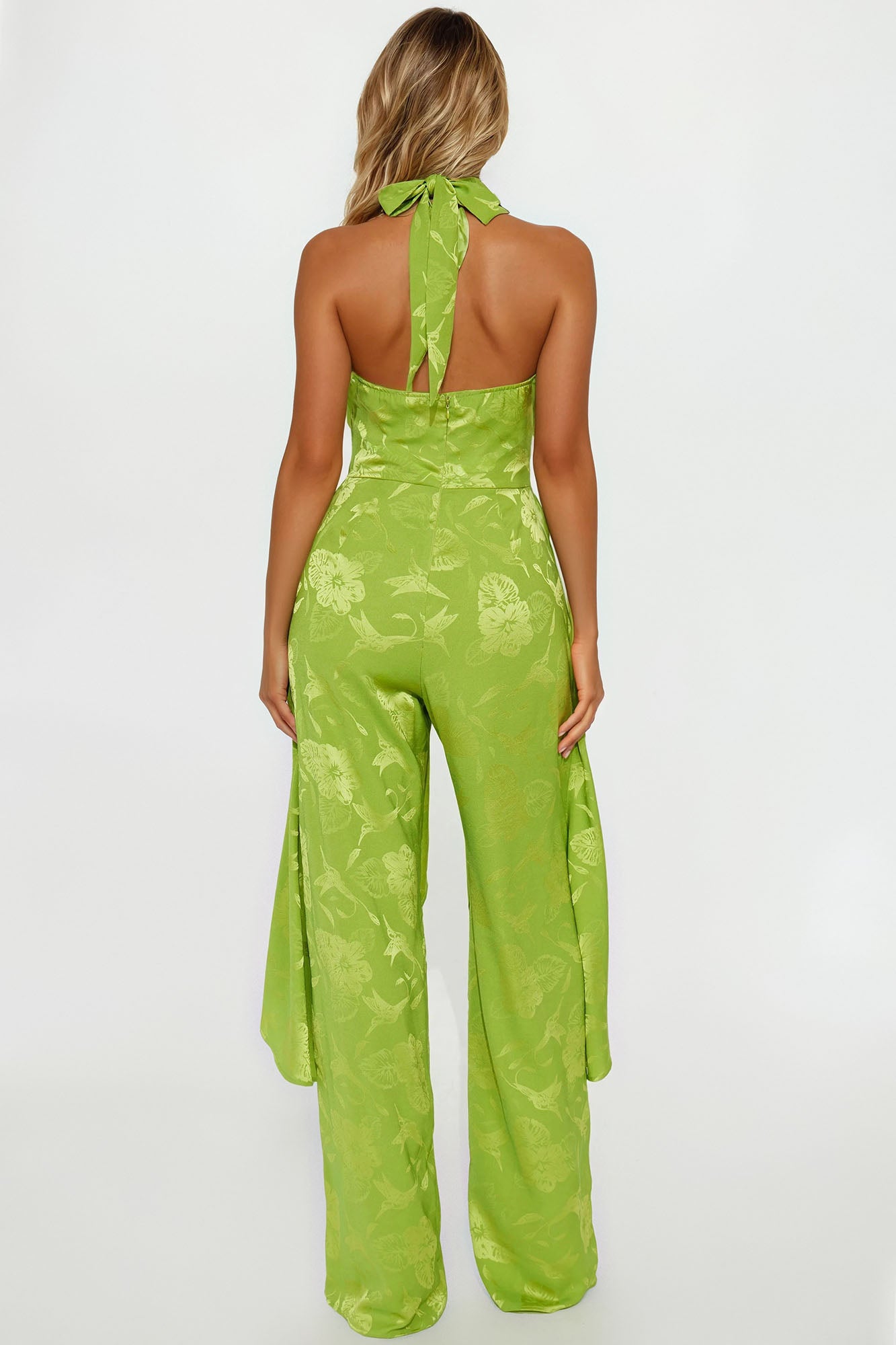 Take Me With You Satin Jumpsuit - Chartreuse - Image 3