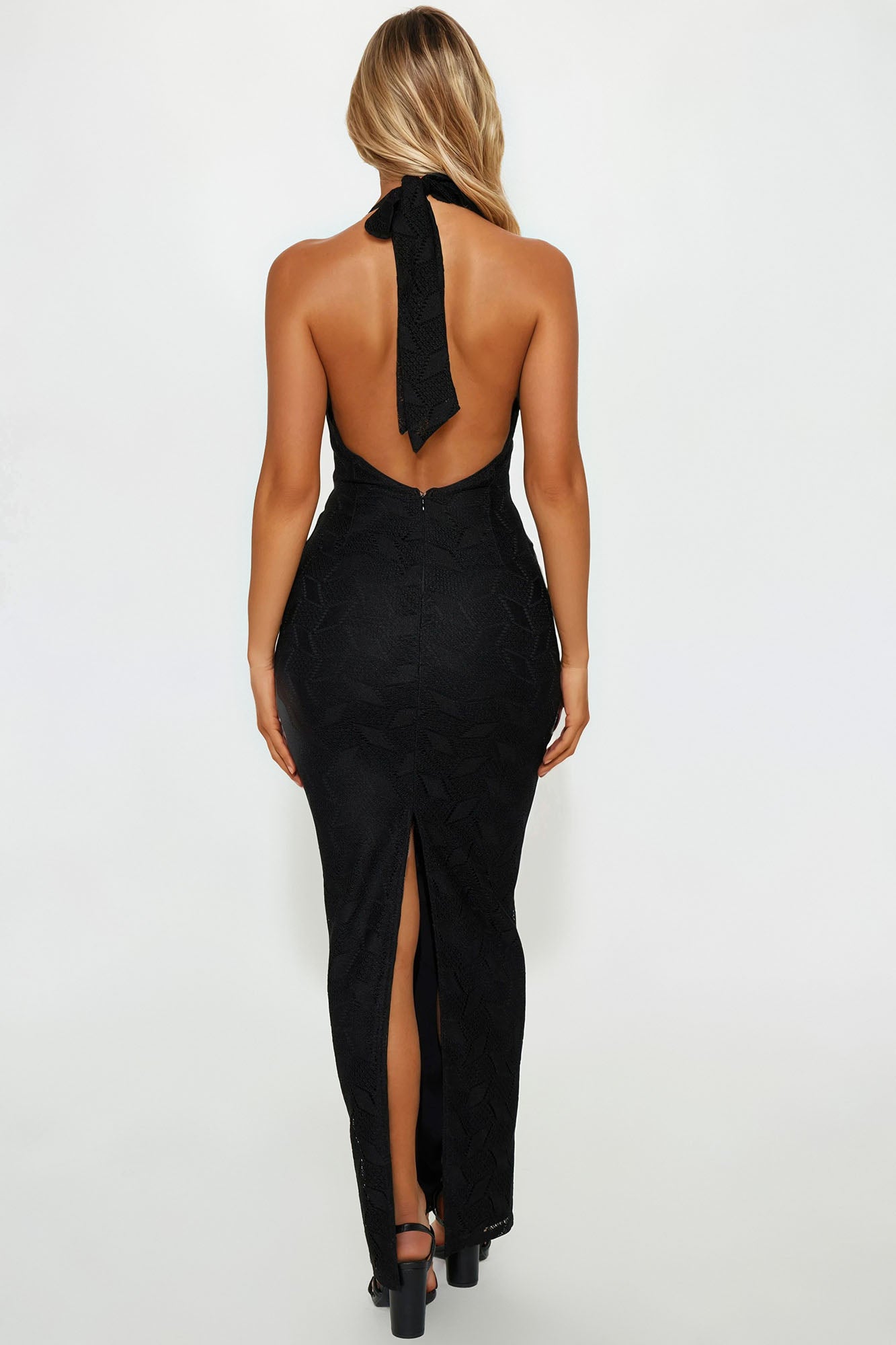 Katy Crochet Backless Maxi Dress - Black - Image 3
