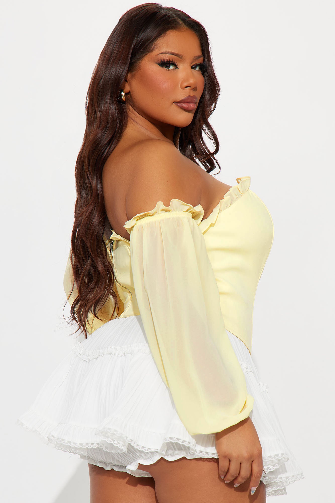 Have It All Off Shoulder Corset Top - Yellow - Image 5